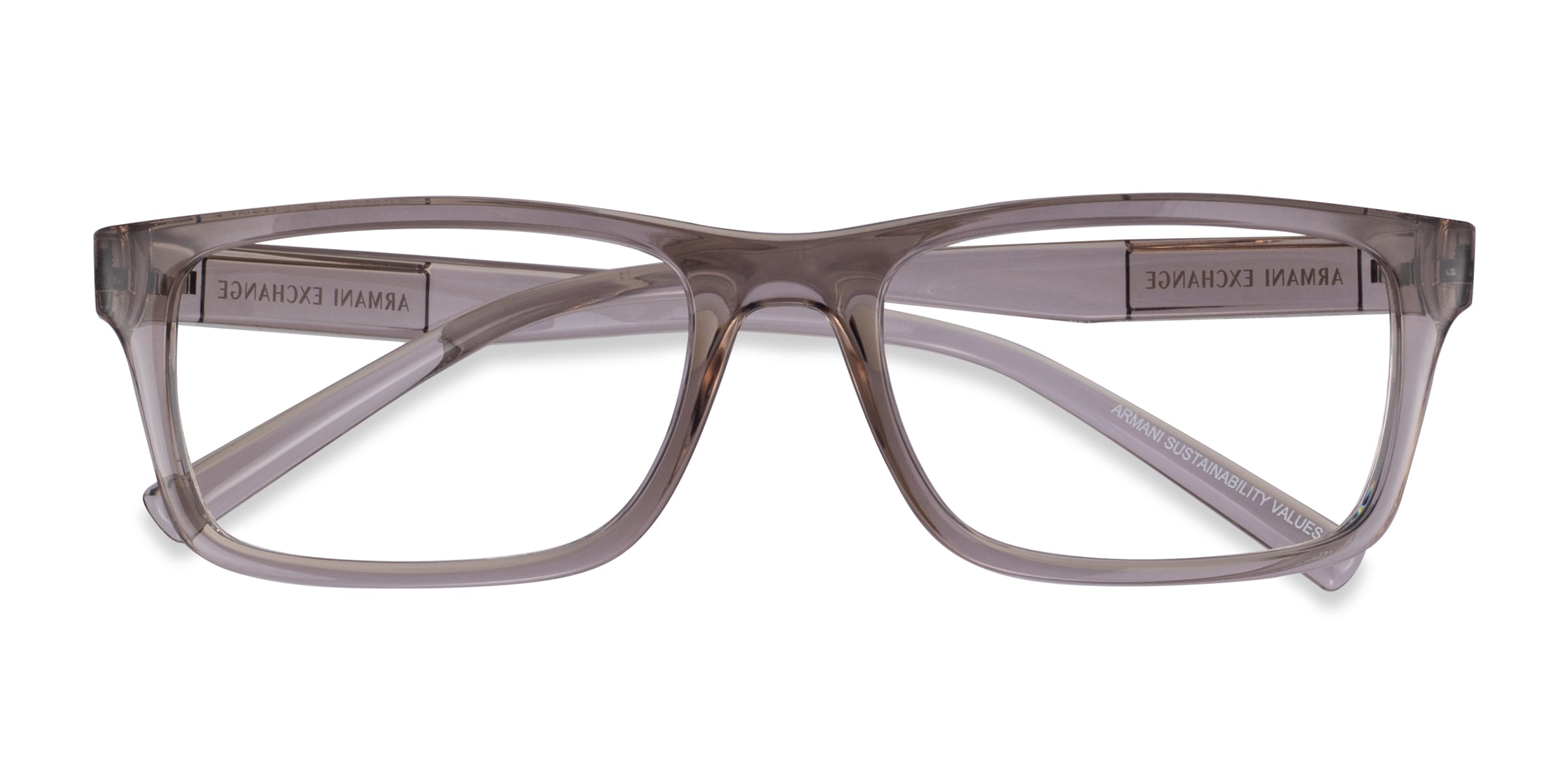 Armani Exchange AX3115 - Rectangle Shiny Transparent Brown Frame Eyeglasses