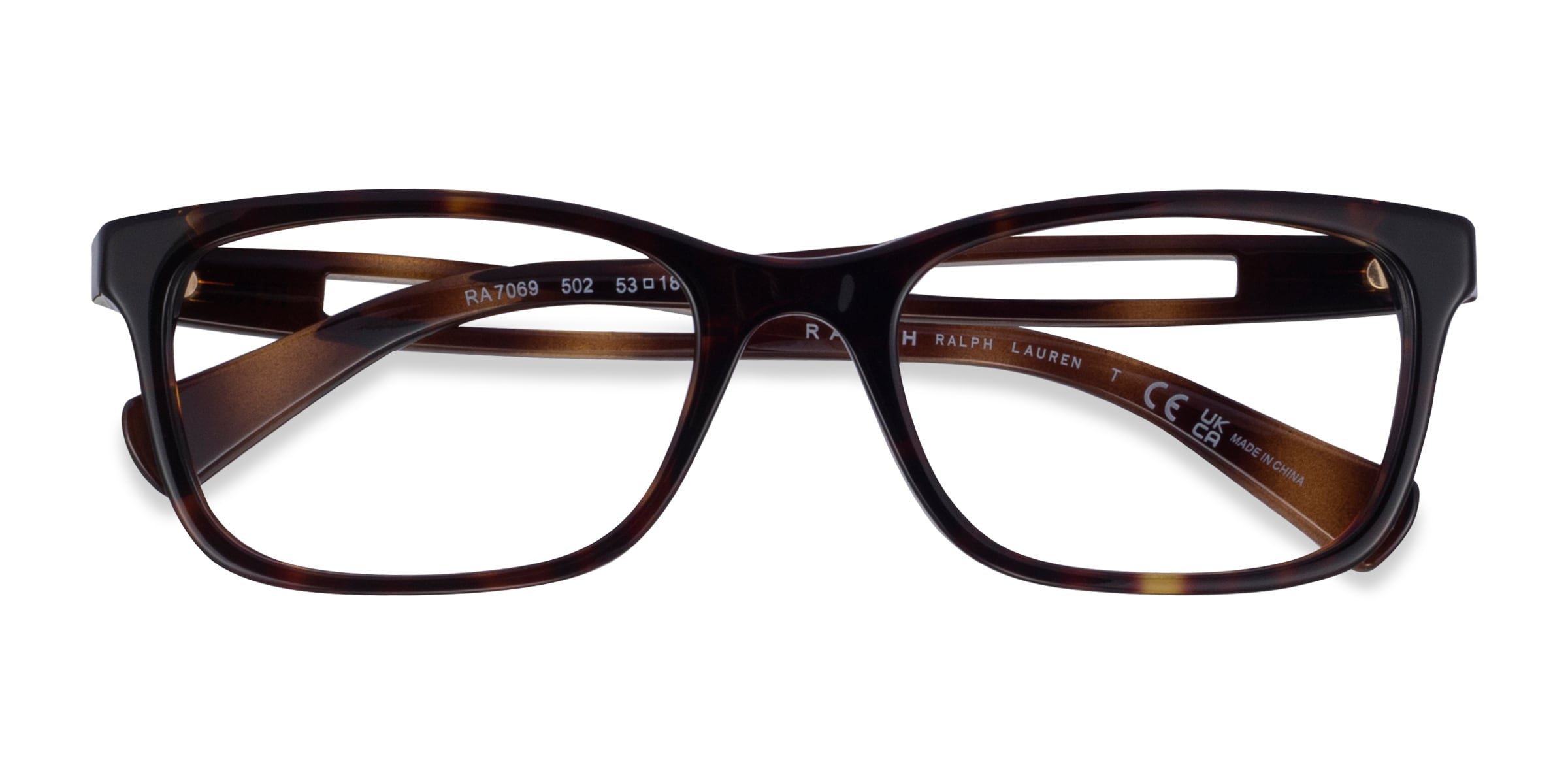 Ralph RA7069 - Rectangle Shiny Dark Tortoise Frame Eyeglasses