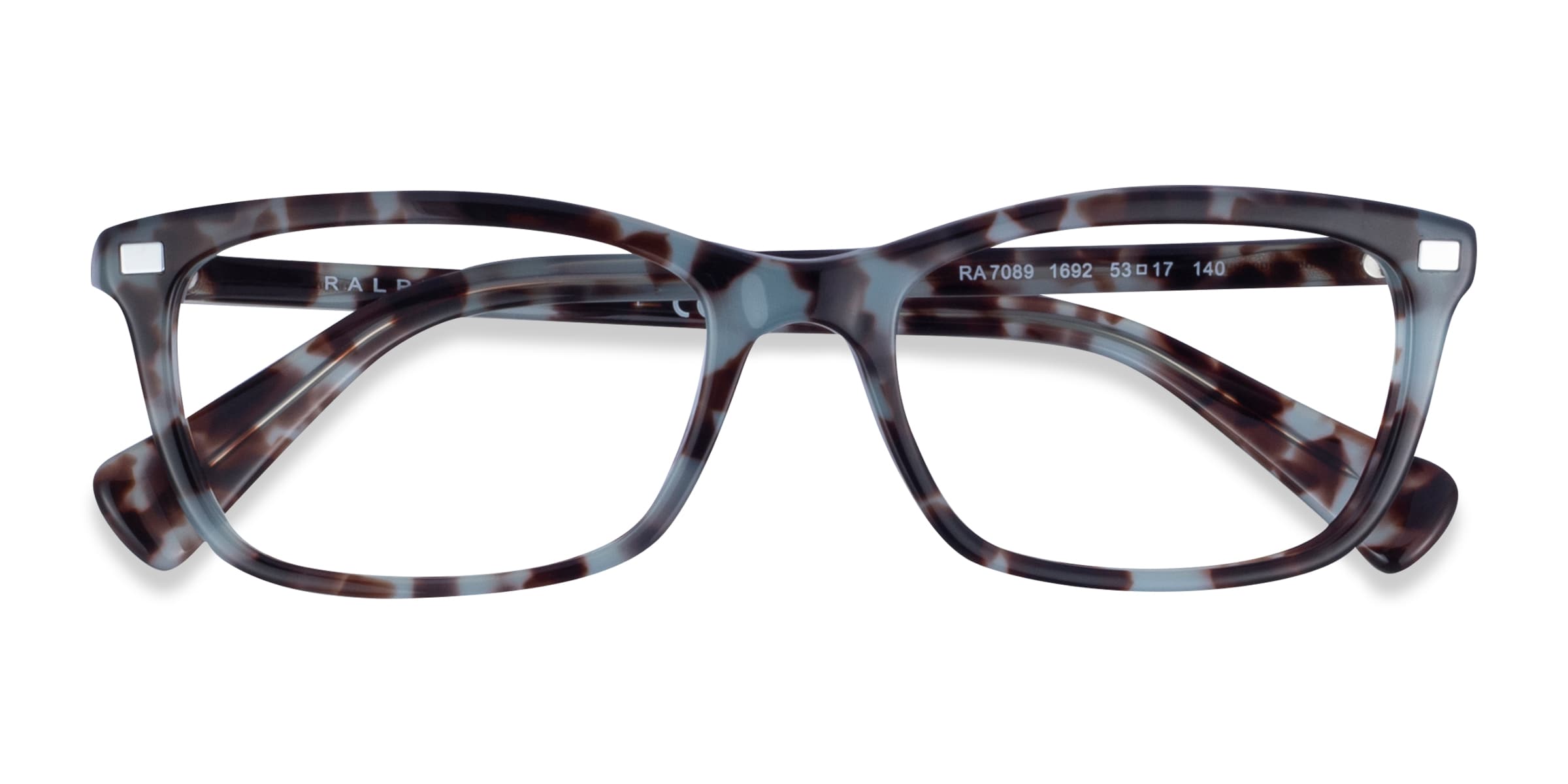 Ralph RA7089 - Rectangle Shiny Blue Tortoise Frame Glasses For Women