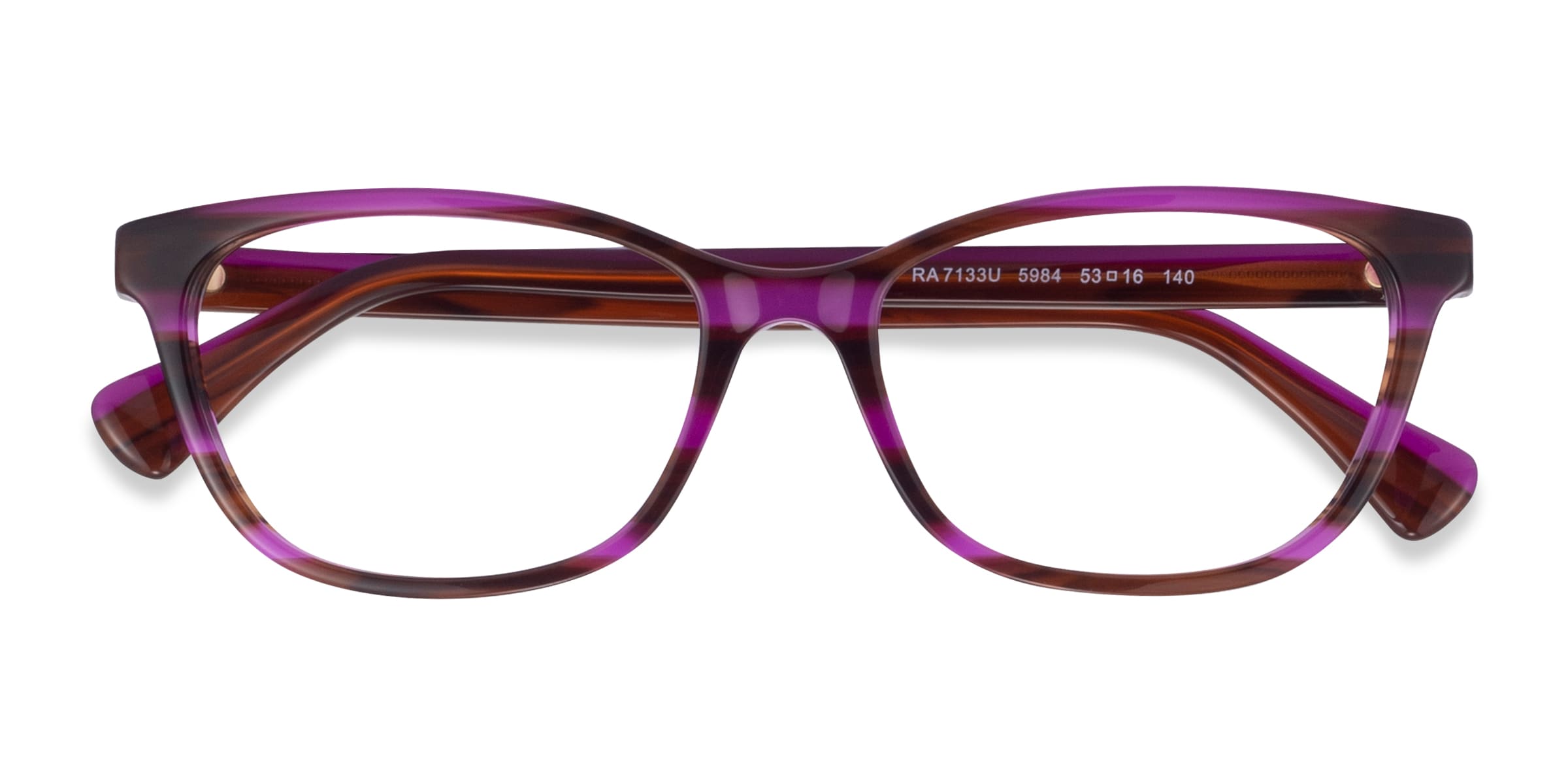 Ralph RA7133U - Cat Eye Striped Brown Purple Frame Glasses For Women