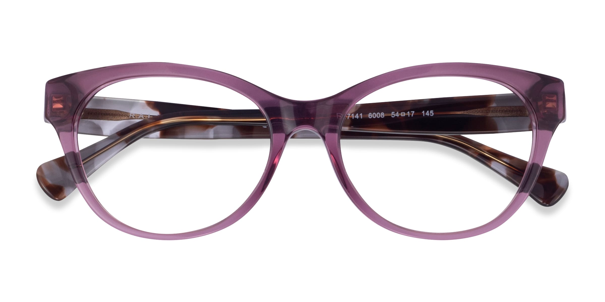 Ralph RA7141 - Cat Eye Shiny Transparent Purple Frame Glasses For Women