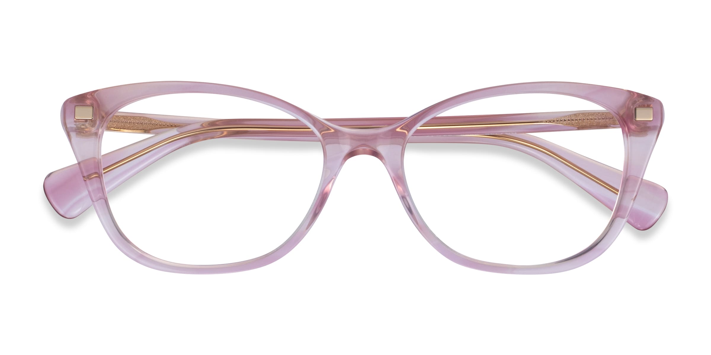 Ralph RA7146 - Cat Eye Shiny Striped Pink Frame Glasses For Women