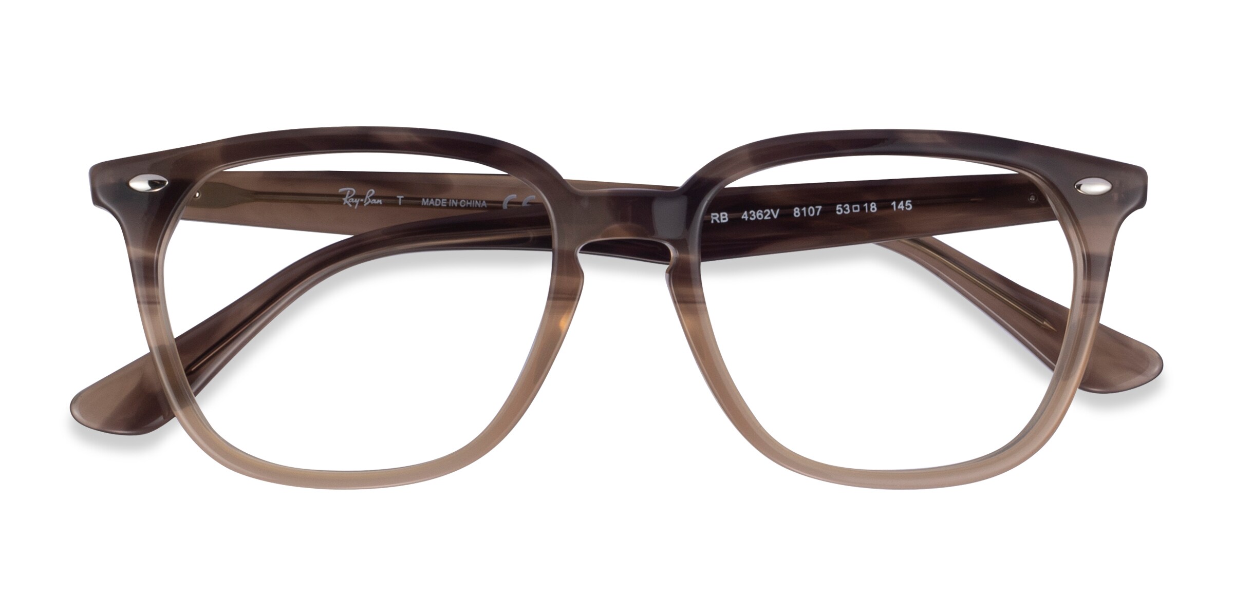 Ray-Ban RB4362V - Square Striped Brown Frame Eyeglasses