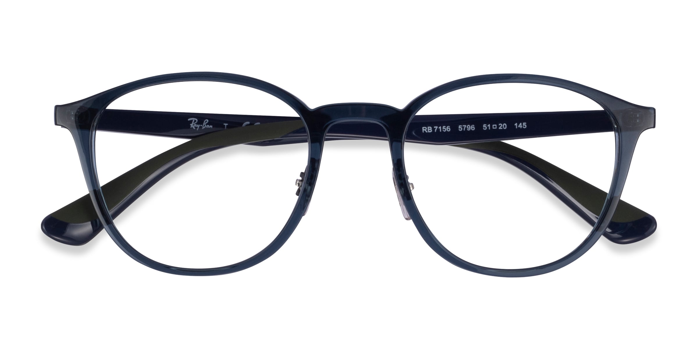 Ray-Ban RB7156 - Round Matte Transparent Blue Frame Eyeglasses