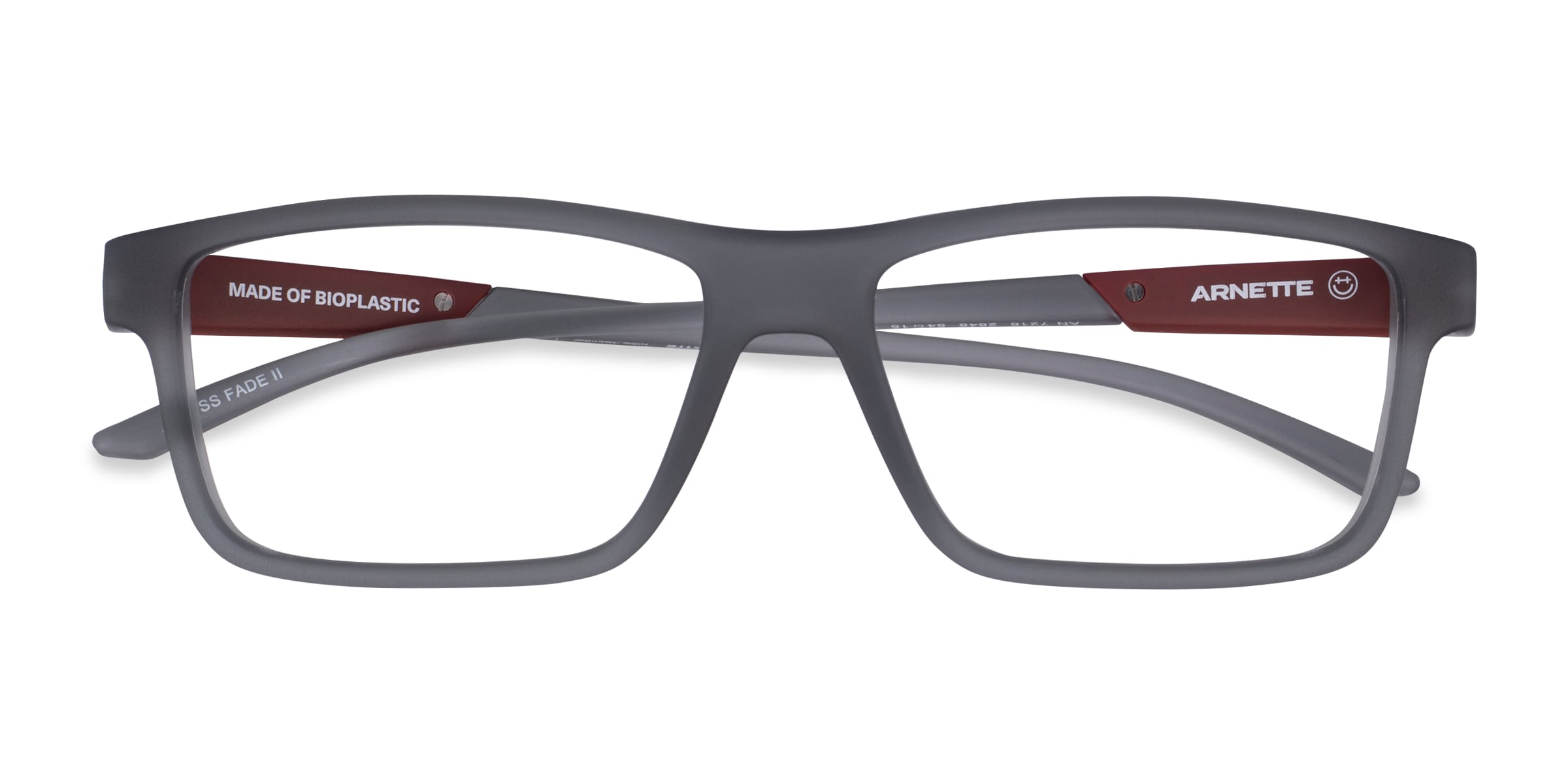 ARNETTE Cross Fade Ii - Rectangle Transparent Gray Frame Glasses For Men