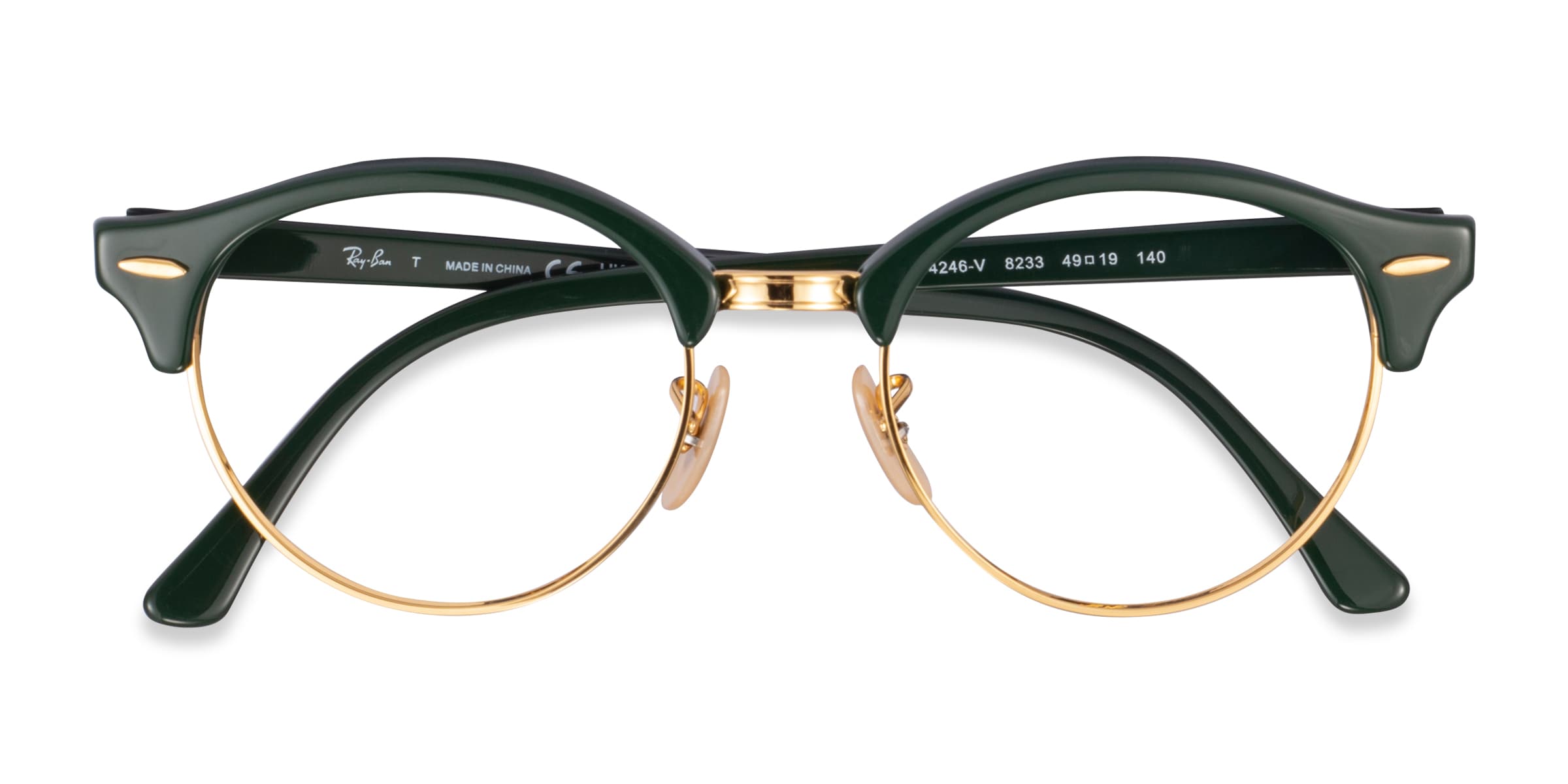 Ray-Ban RB4246V Clubround - Browline Green Gold Frame Eyeglasses
