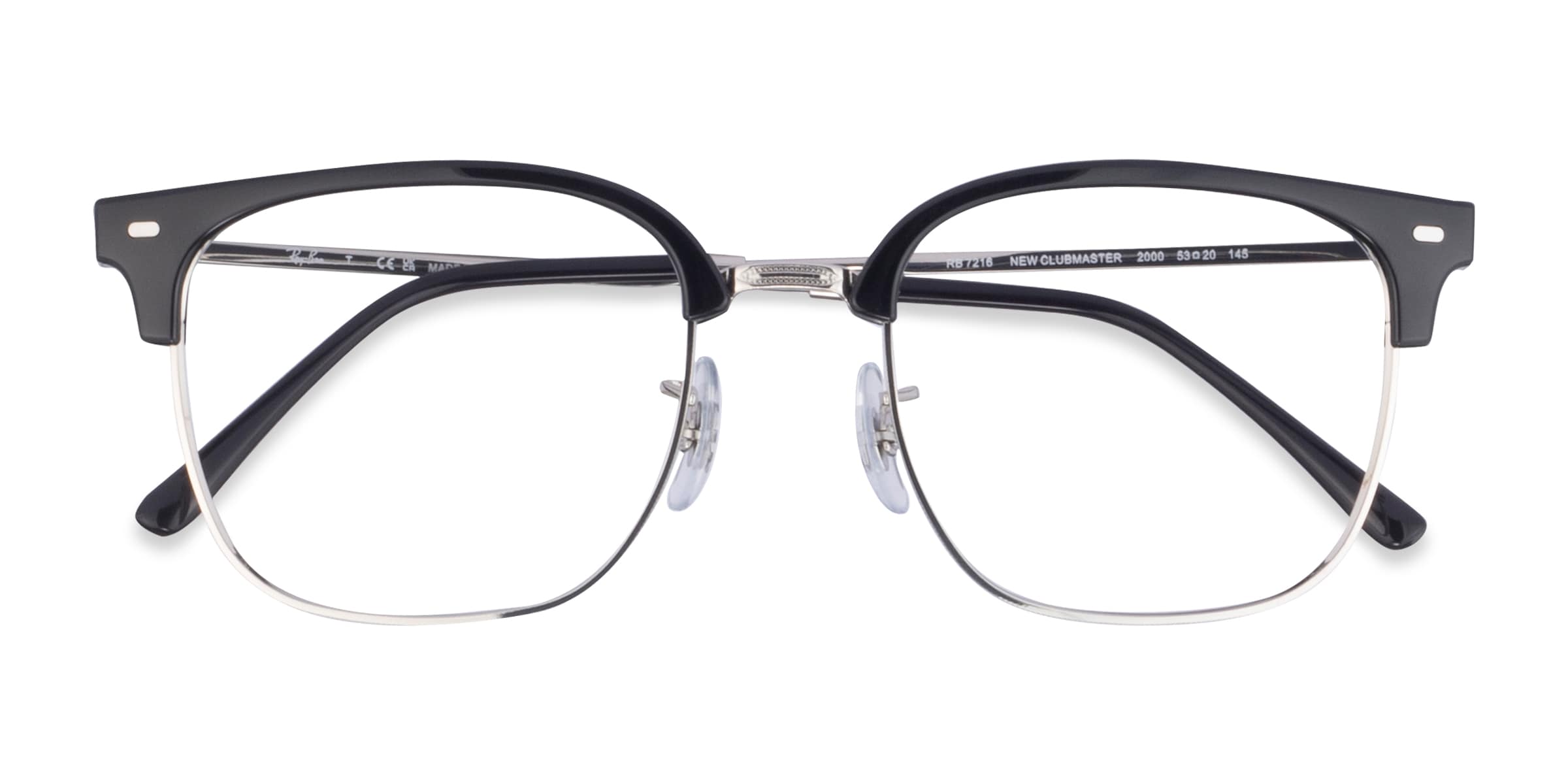 Ray-Ban RB7216 New Clubmaster - Browline Black Silver Frame Eyeglasses