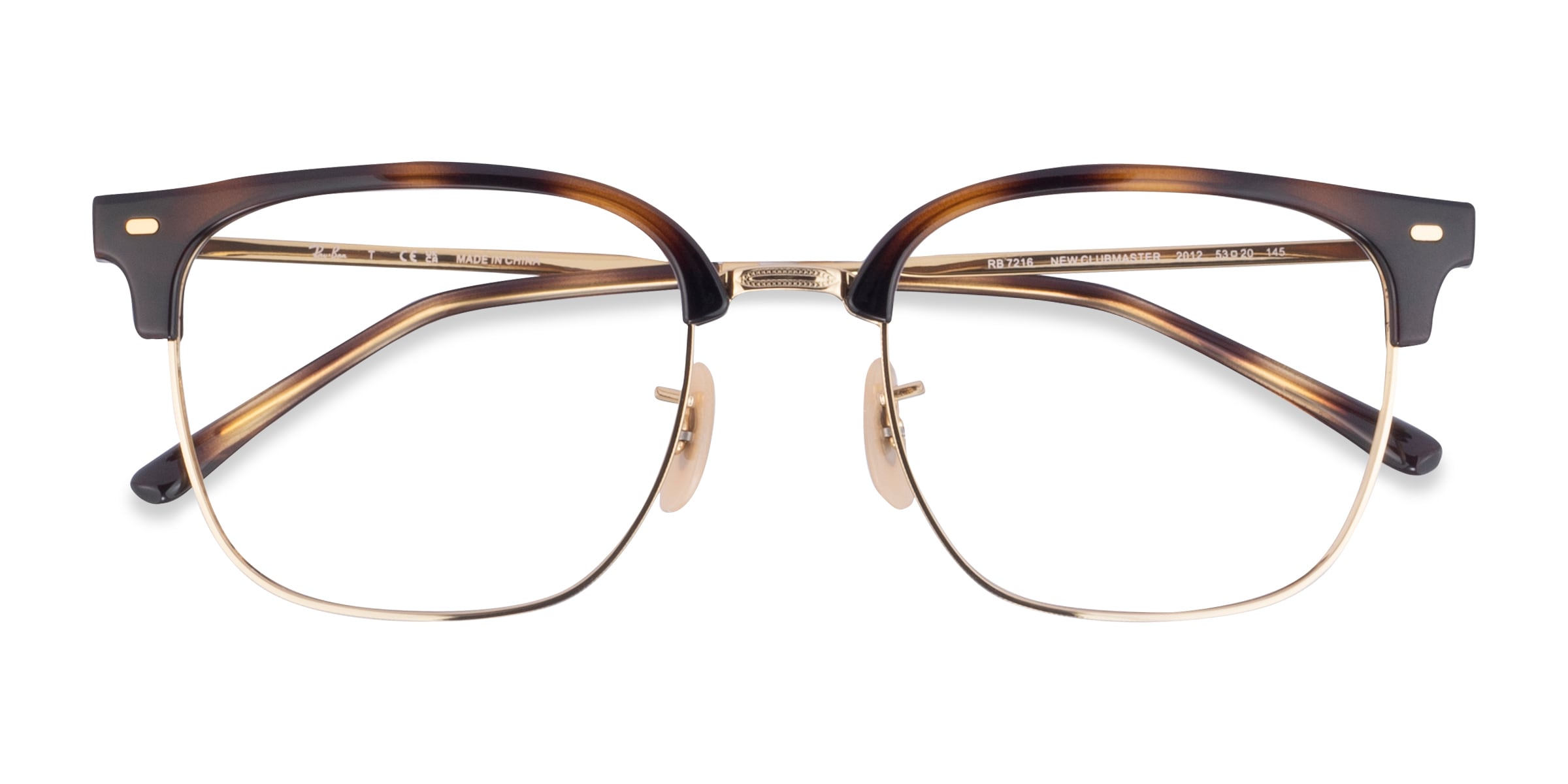Ray-Ban RB7216 New Clubmaster - Browline Tortoise Gold Frame Eyeglasses