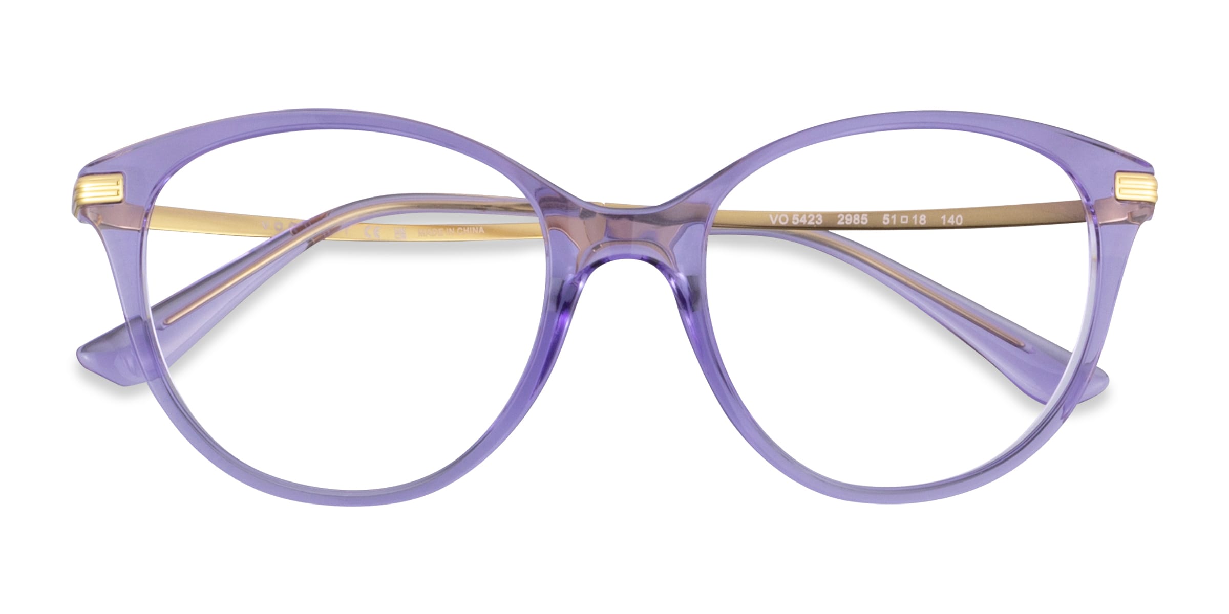 Vogue Eyewear VO5423 - Cat Eye Transparent Violet Frame Glasses For Women