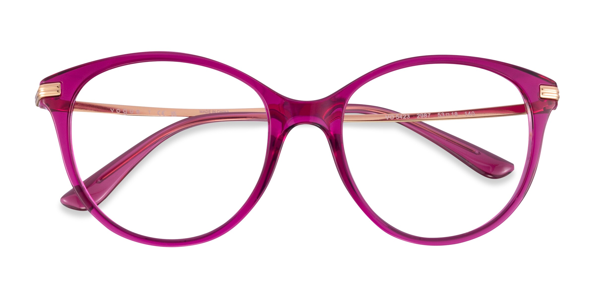 Vogue Eyewear VO5423 - Cat Eye Clear Purple Frame Glasses For Women