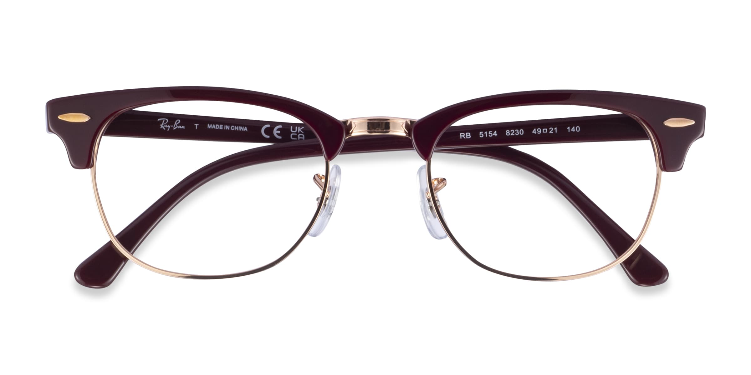 Ray-Ban RB5154 Clubmaster - Browline Brown Rose Gold Frame Eyeglasses