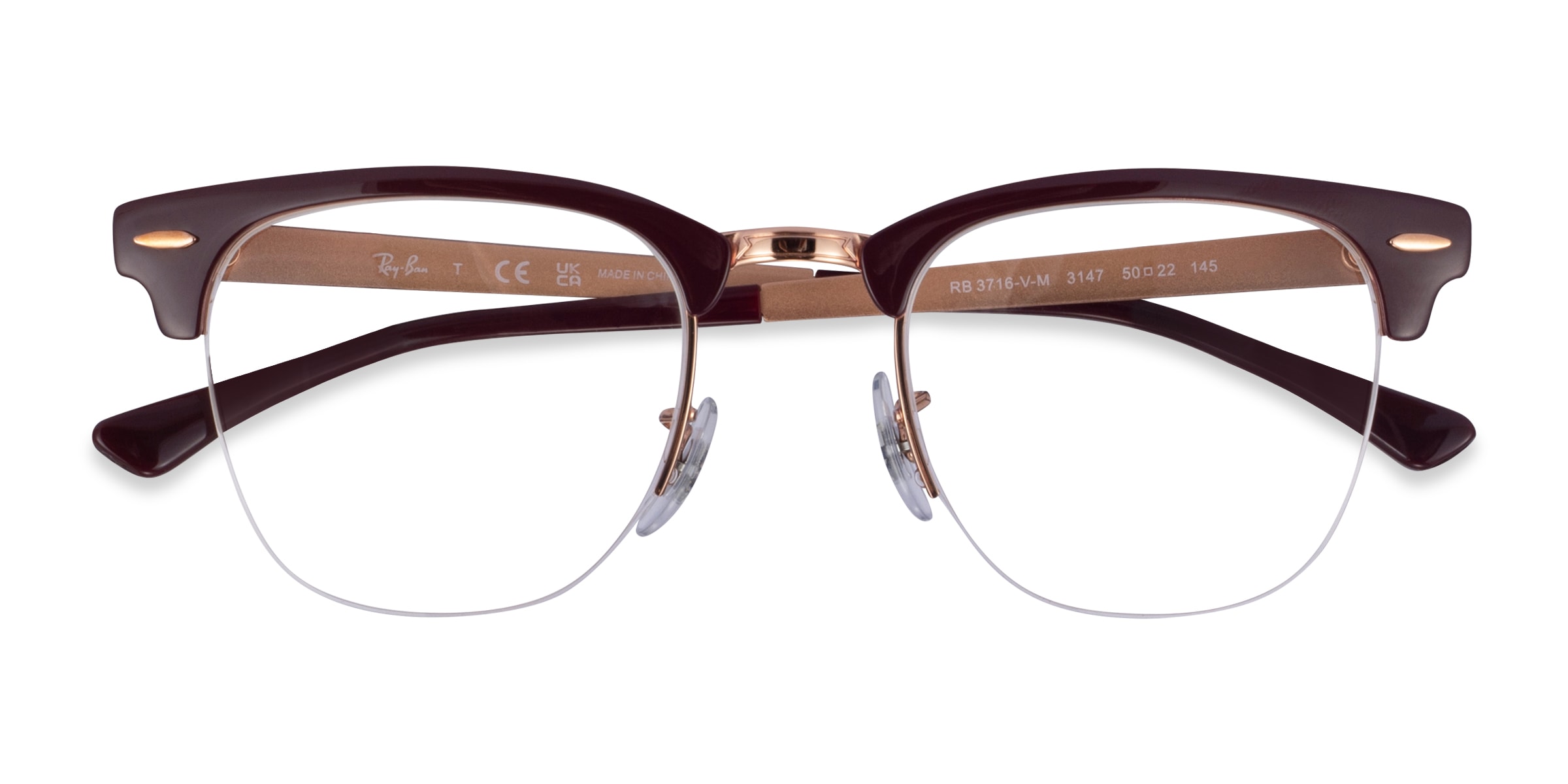 Ray-Ban RB3716VM - Browline Dark Purple Frame Glasses For Women