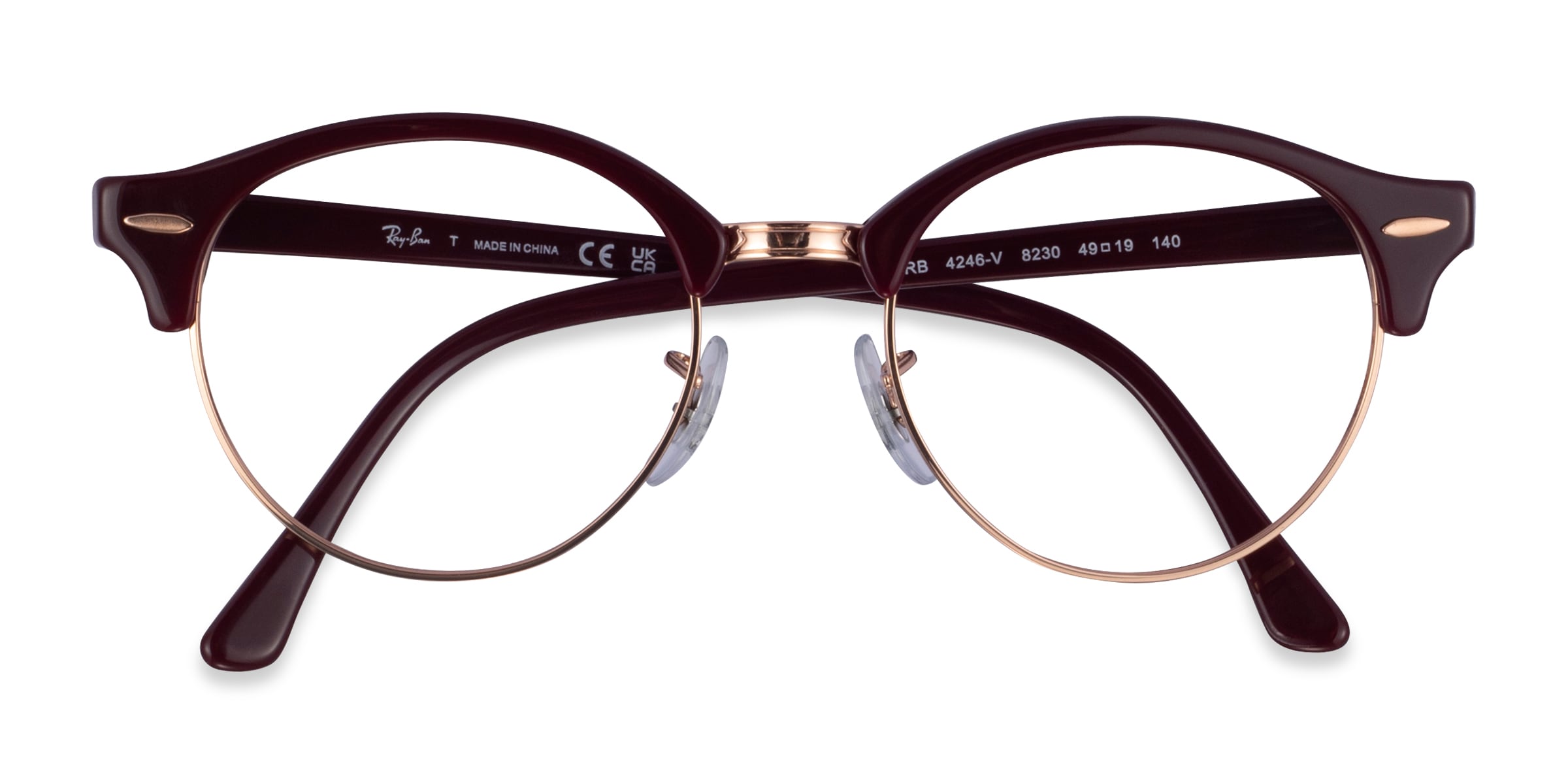 Ray-Ban RB4246V Clubround - Browline Dark Purple Gold Frame Glasses For Women