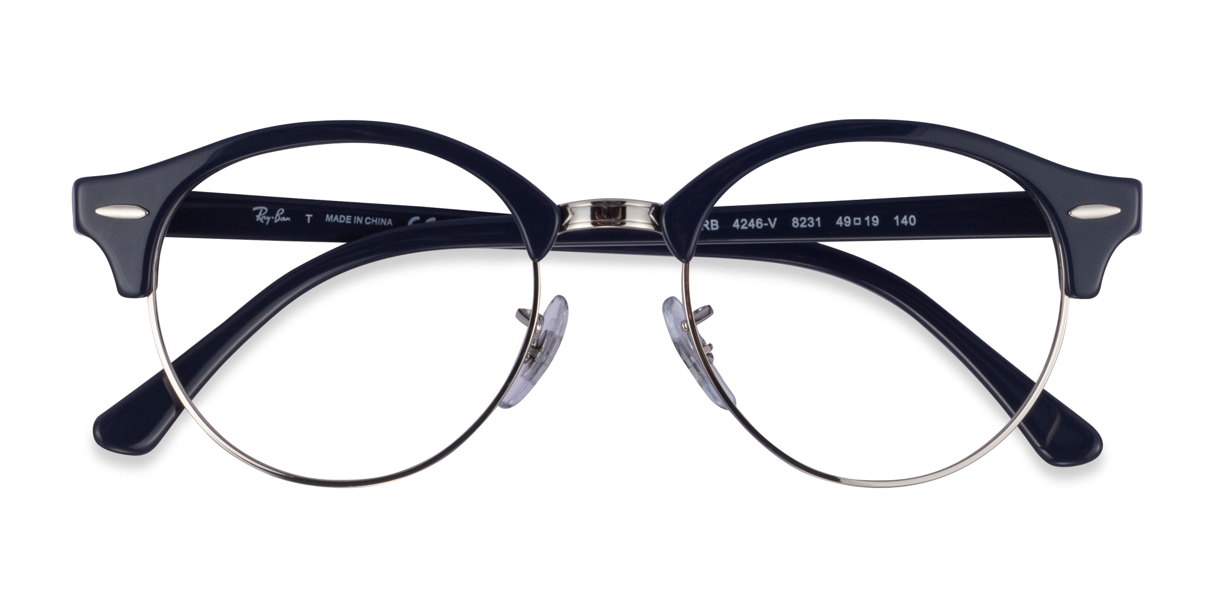 Ray-Ban RB4246V Clubround - Browline Navy Silver Frame Eyeglasses