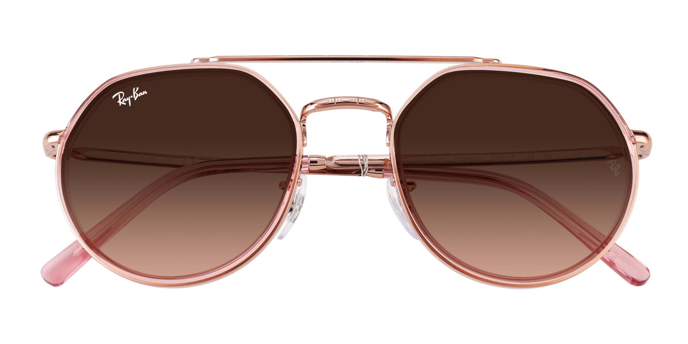 Ray-Ban RB3765 - Aviator Copper Clear Pink Frame Sunglasses For Women