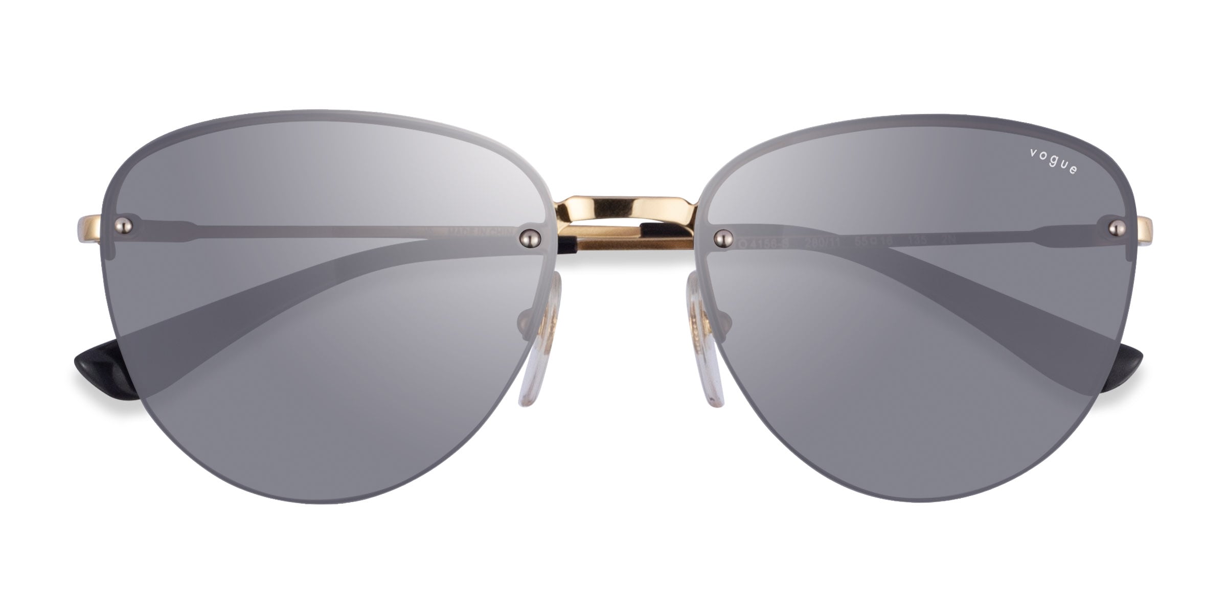 Vogue Eyewear VO4156S - Round Black Gold Frame Prescription Sunglasses