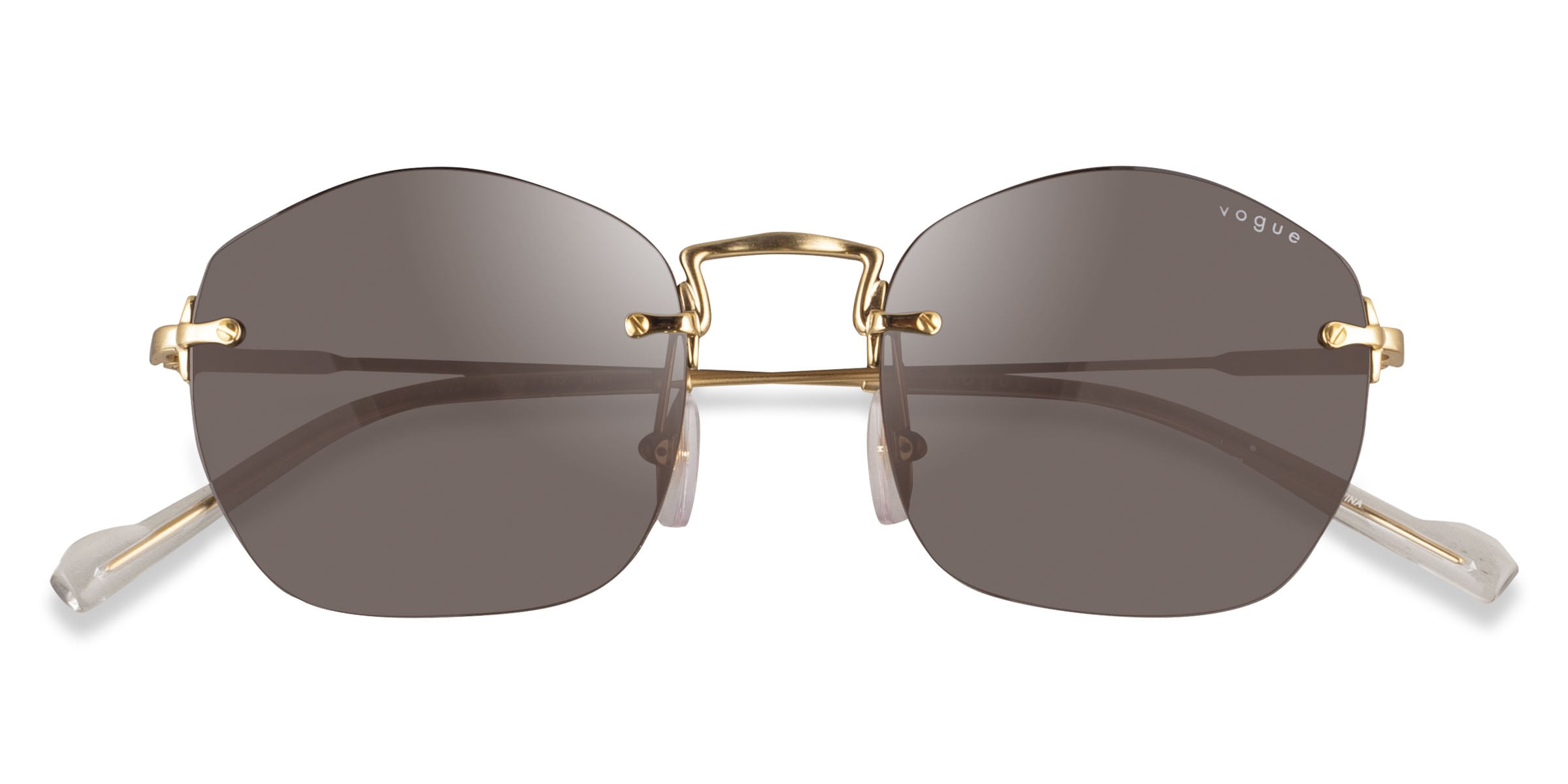 Vogue Eyewear VO4216S - Geometric Brushed Gold Frame Prescription Sunglasses
