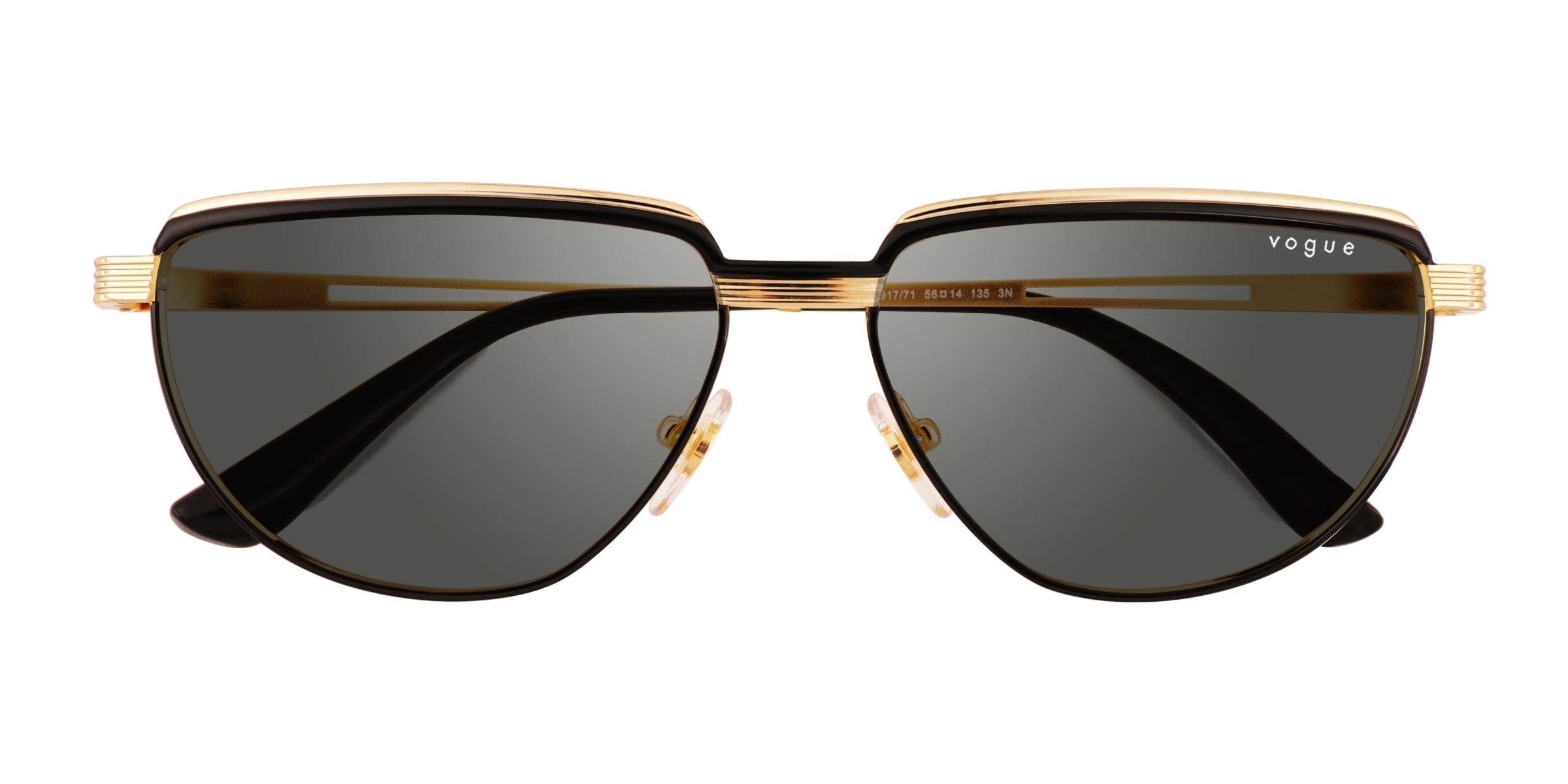 Vogue Eyewear VO4235S - Geometric Black Gold Frame Prescription Sunglasses