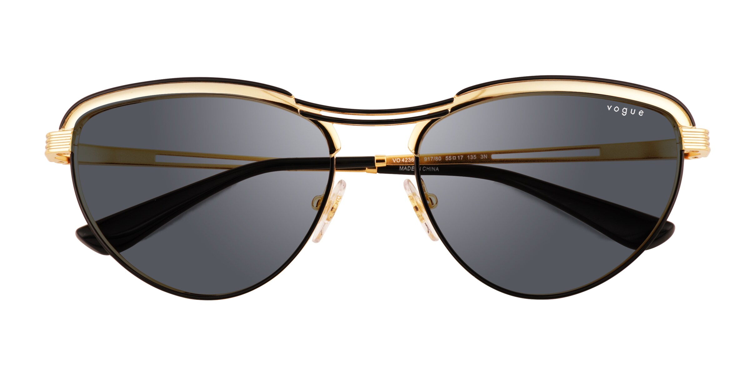 Vogue Eyewear VO4236S - Cat Eye Black Gold Frame Prescription Sunglasses