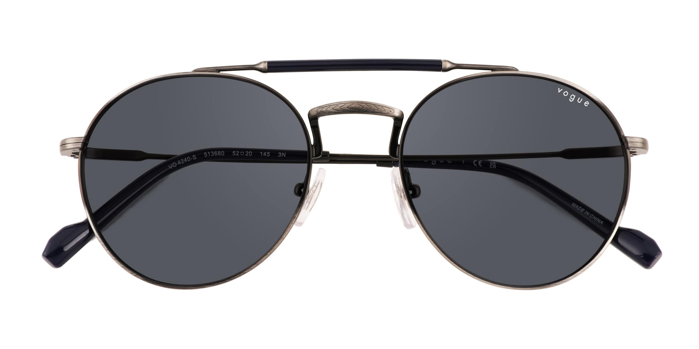 Vogue Eyewear VO4240S - Aviator Silver Antique Frame Prescription Sunglasses