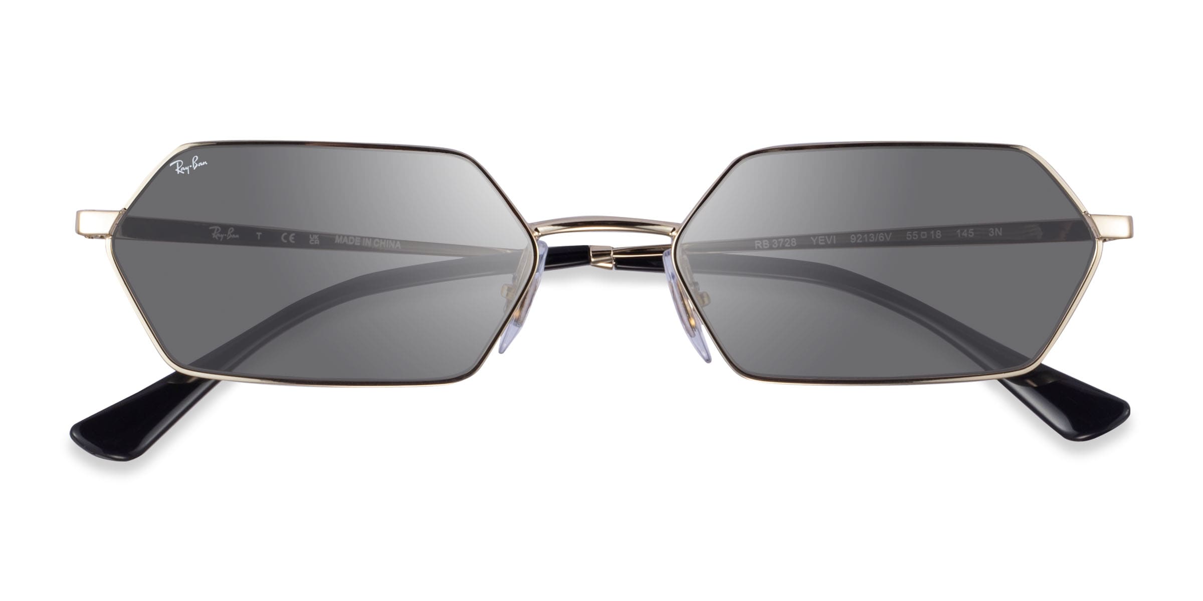 Ray-Ban RB3728 Yevi - Geometric Light Gold Frame Prescription Sunglasses