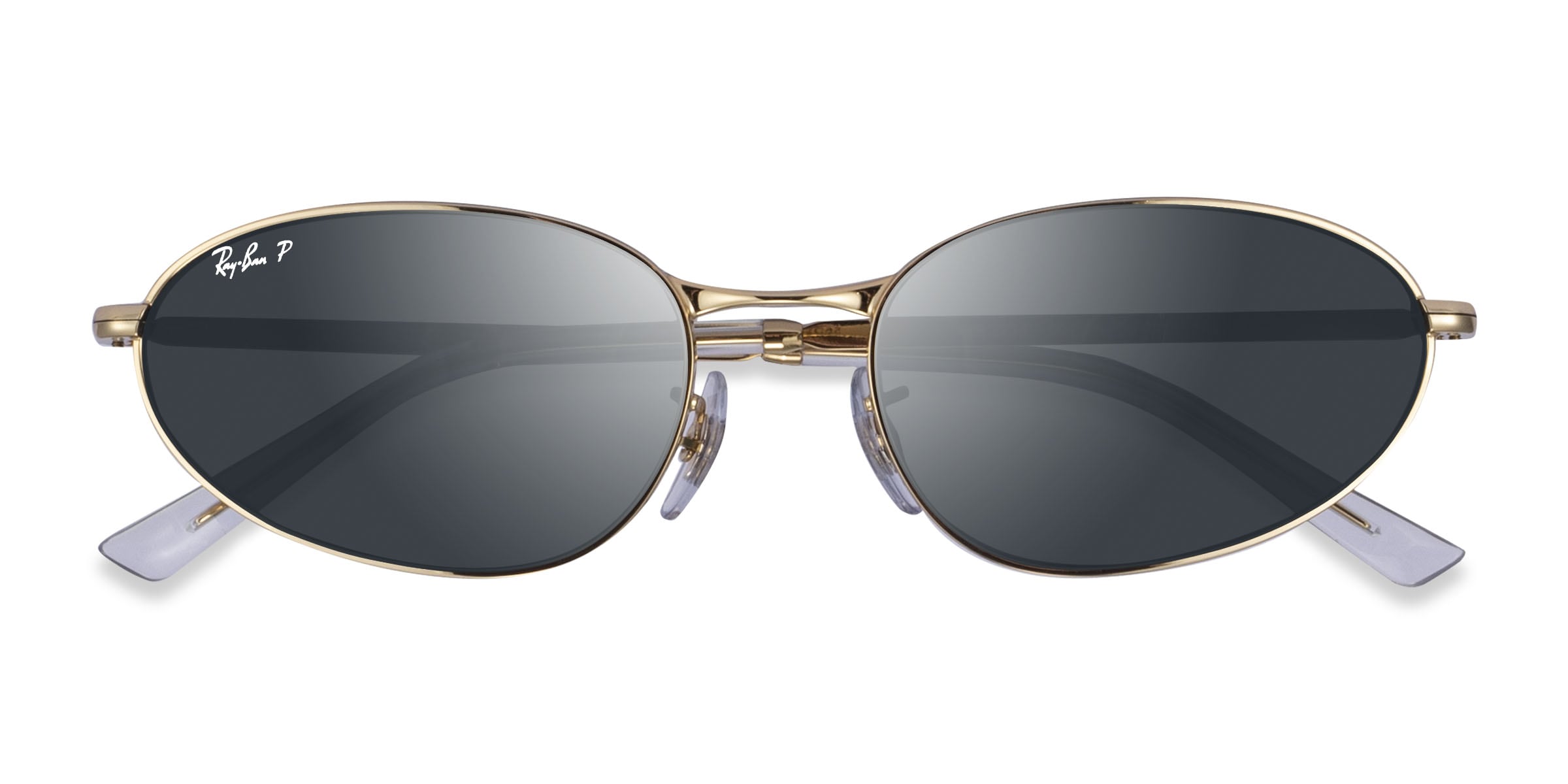 Ray-Ban RB3734 - Oval Shiny Gold Frame Prescription Sunglasses