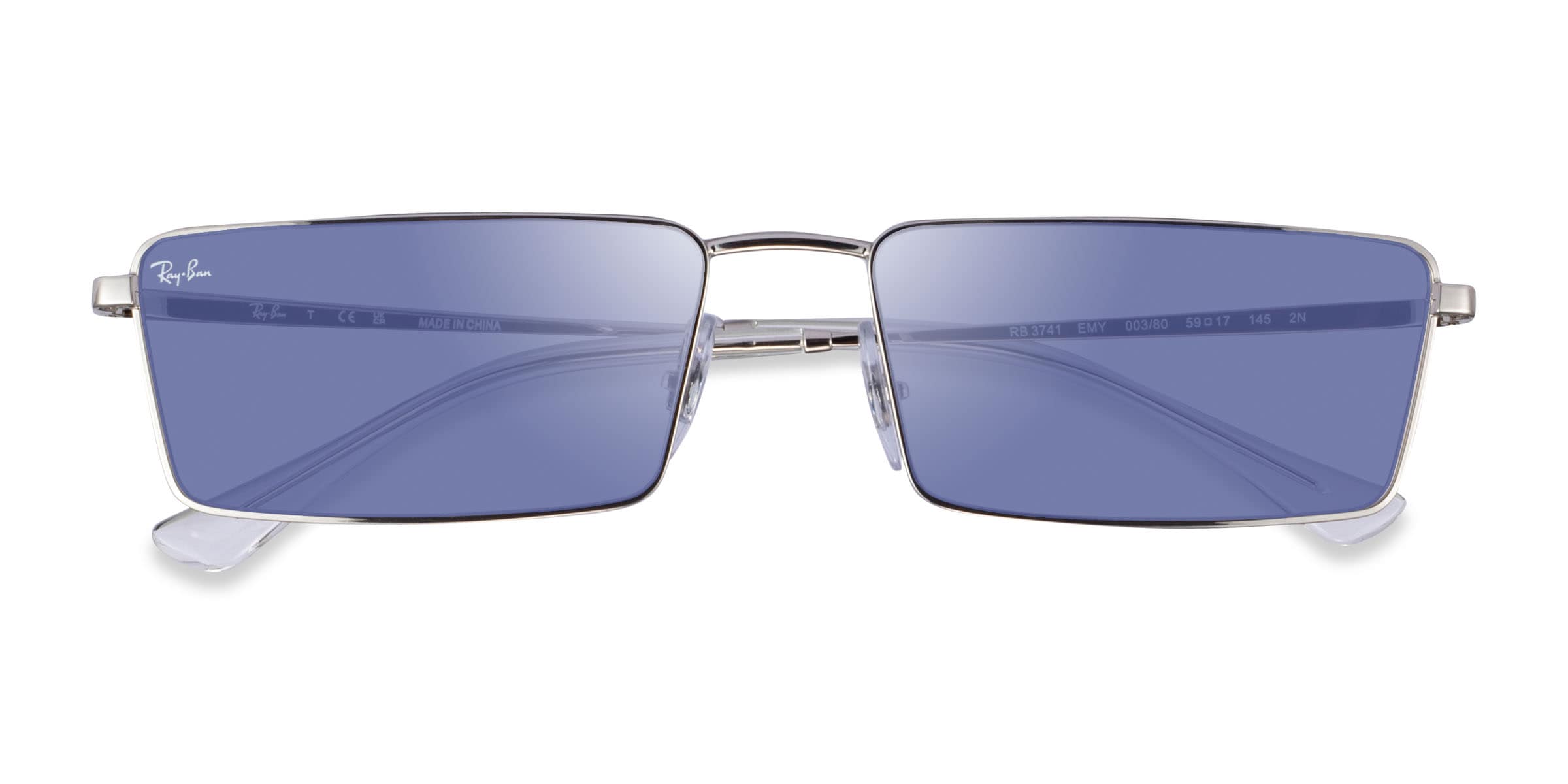 Ray-Ban RB3741 Emy - Rectangle Silver Frame Prescription Sunglasses