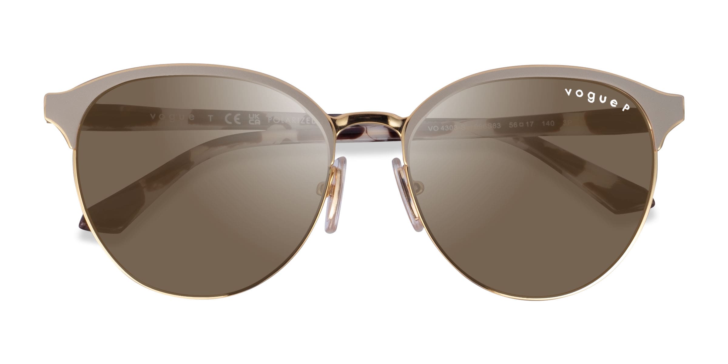 Vogue Eyewear VO4303S - Browline White Gold Frame Sunglasses For Women