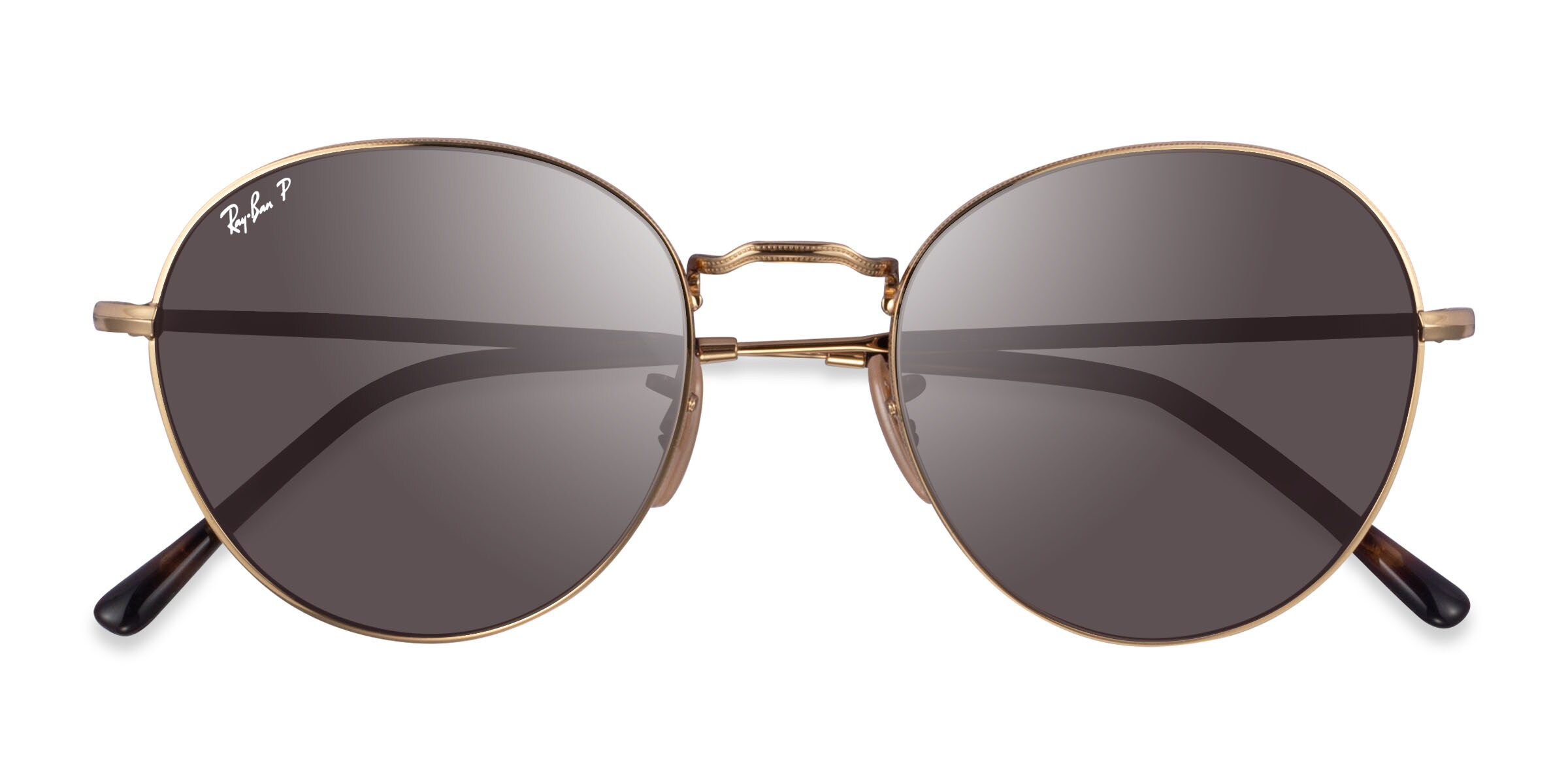 Ray-Ban RB3582 David - Round Shiny Gold Frame Prescription Sunglasses