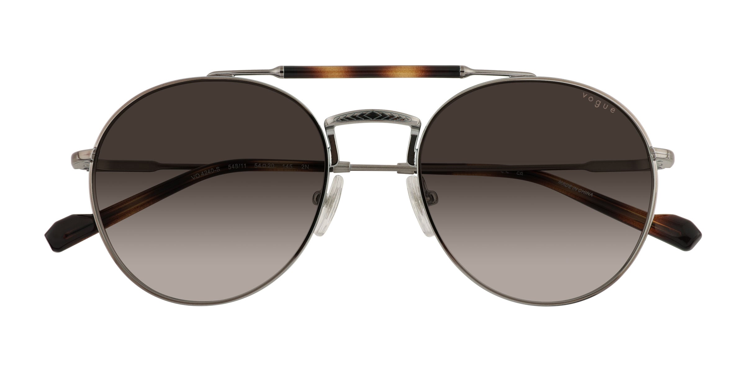Vogue Eyewear VO4240S - Aviator Silver Tortoise Frame Prescription Sunglasses