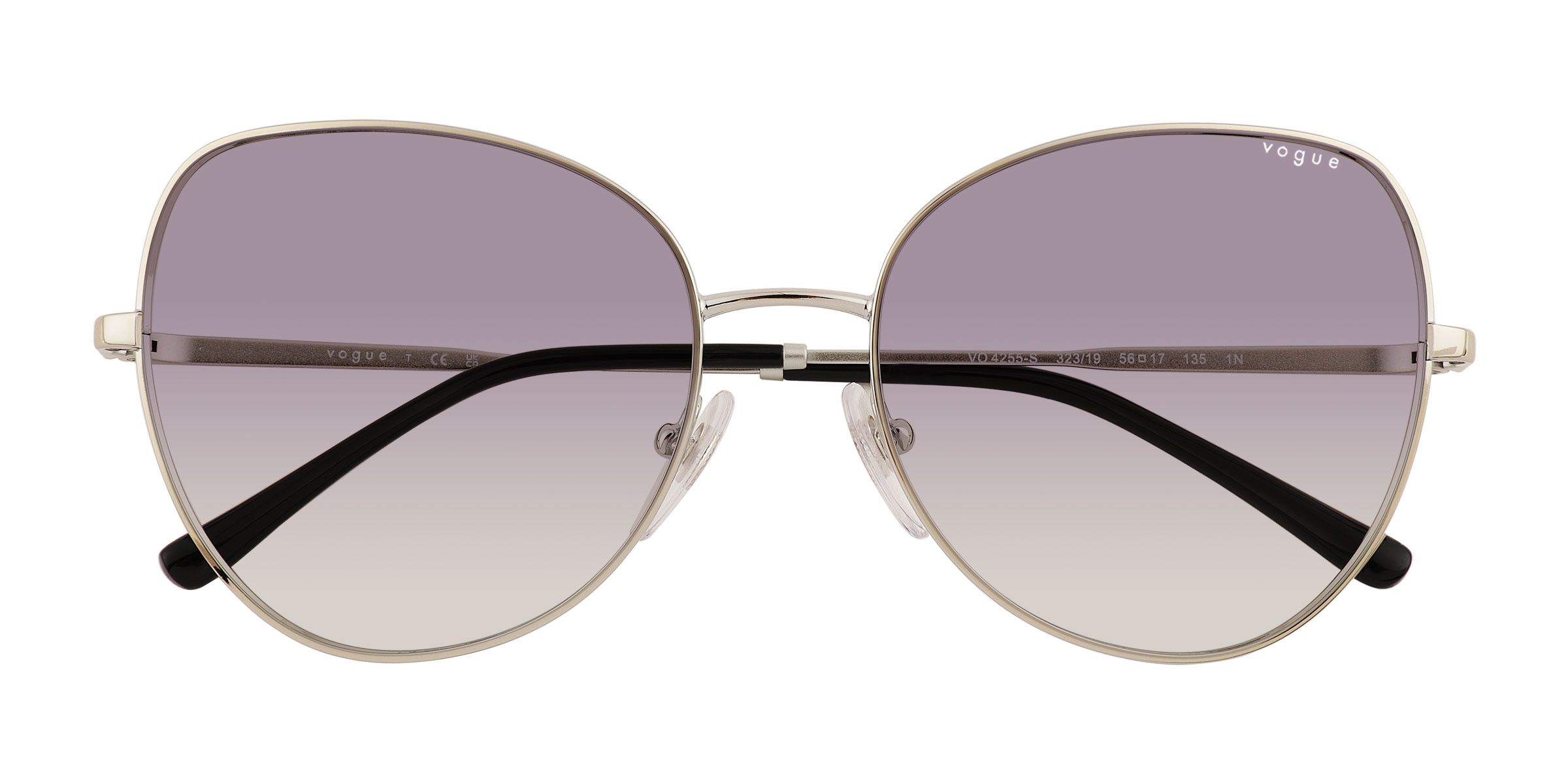 Vogue Eyewear VO4255S - Cat Eye Shiny Silver Frame Sunglasses For Women