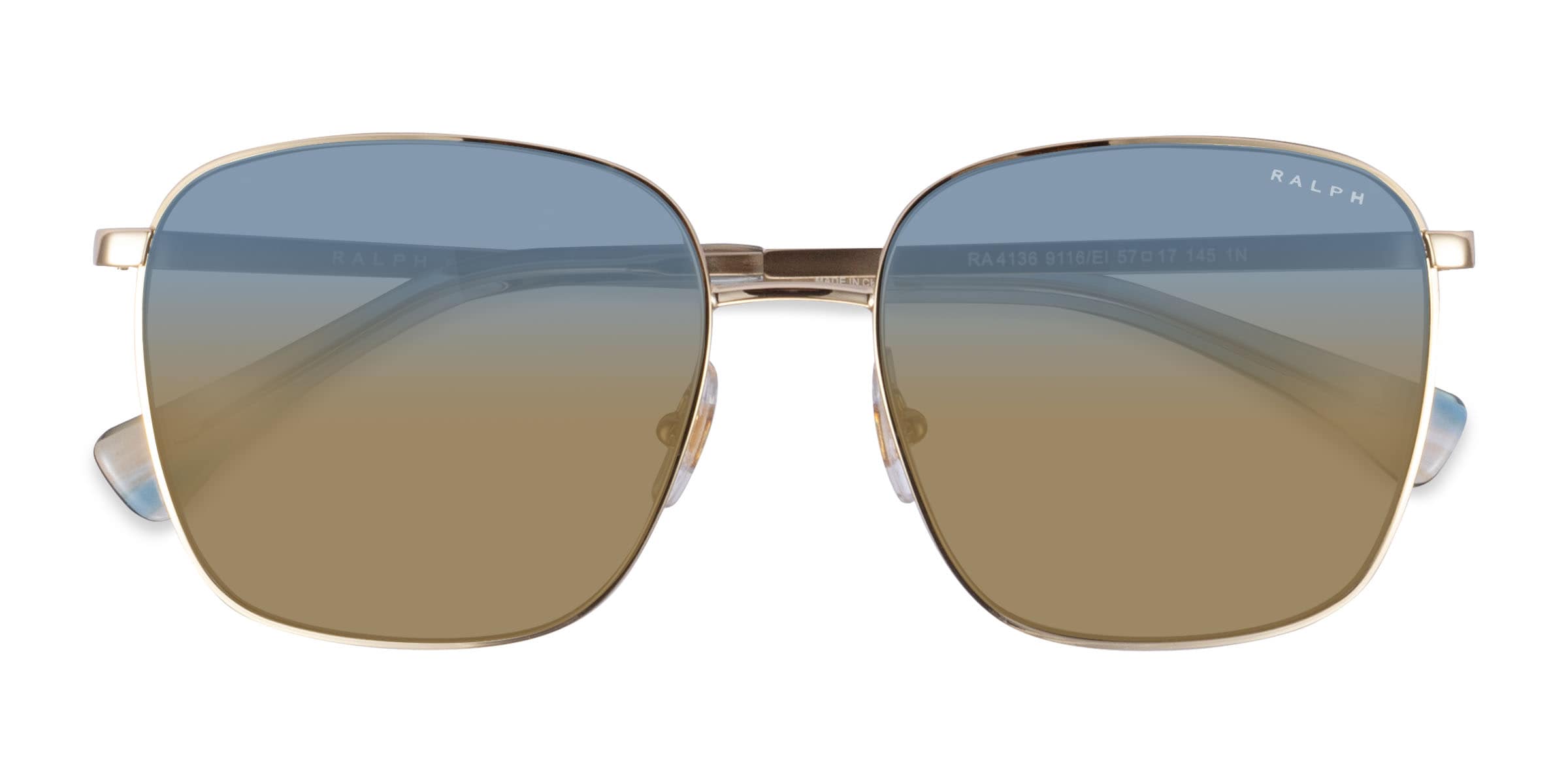 Ralph RA4136 - Square Shiny Gold Frame Prescription Sunglasses