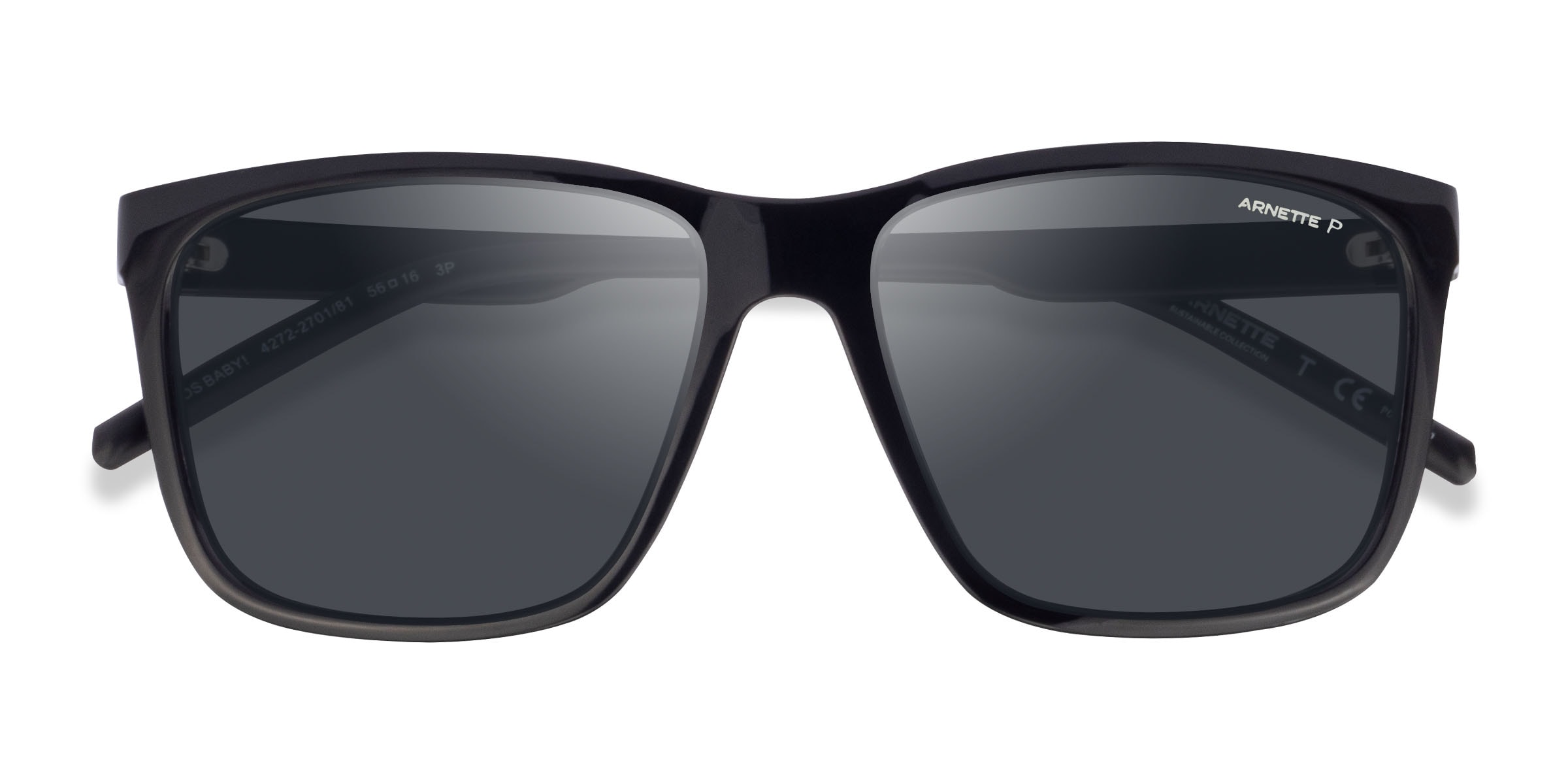 ARNETTE Adios Baby! - Square Shiny Black Frame Prescription Sunglasses