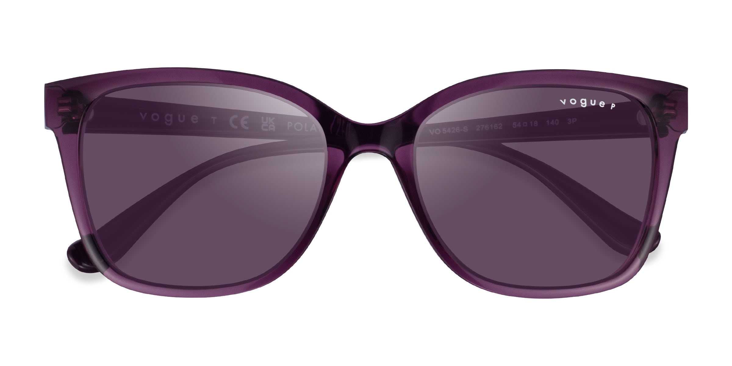 Vogue Eyewear VO5426S - Rectangle Transparent Purple Frame Sunglasses For Women