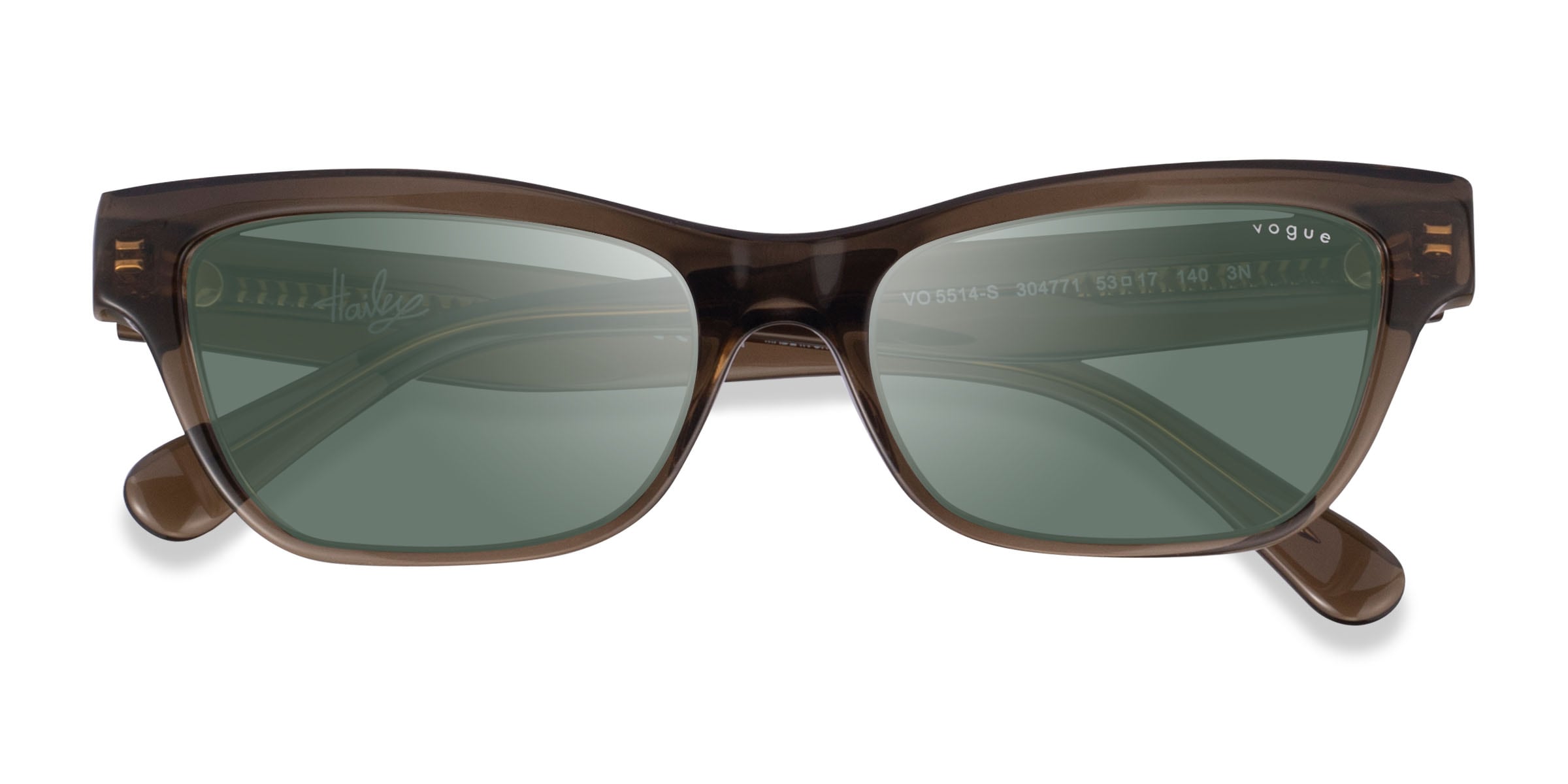Vogue Eyewear VO5514S - Cat Eye Transparent Dark Khaki Frame Sunglasses For Women