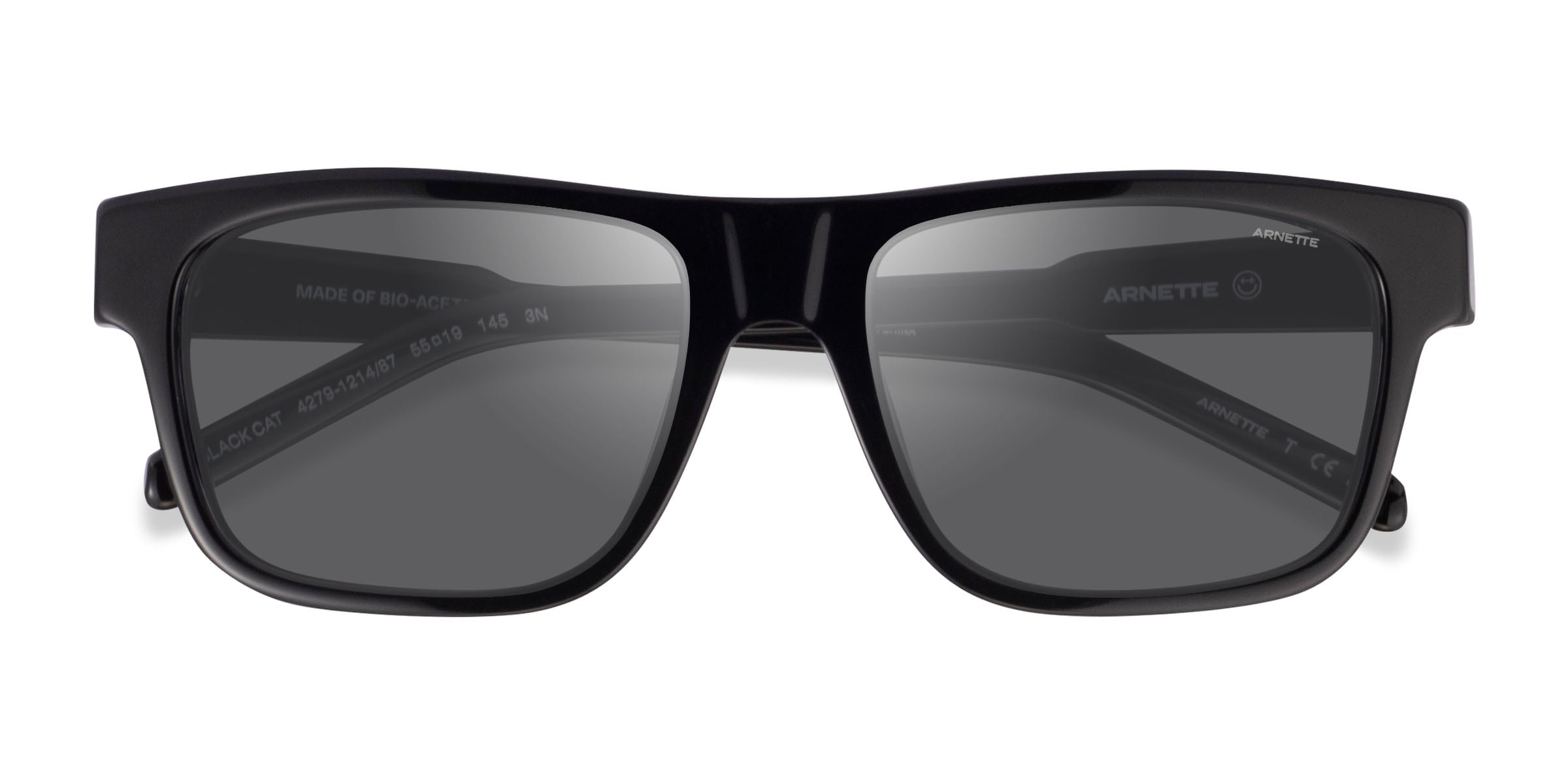 ARNETTE Black Cat - Square Black Frame Prescription Sunglasses