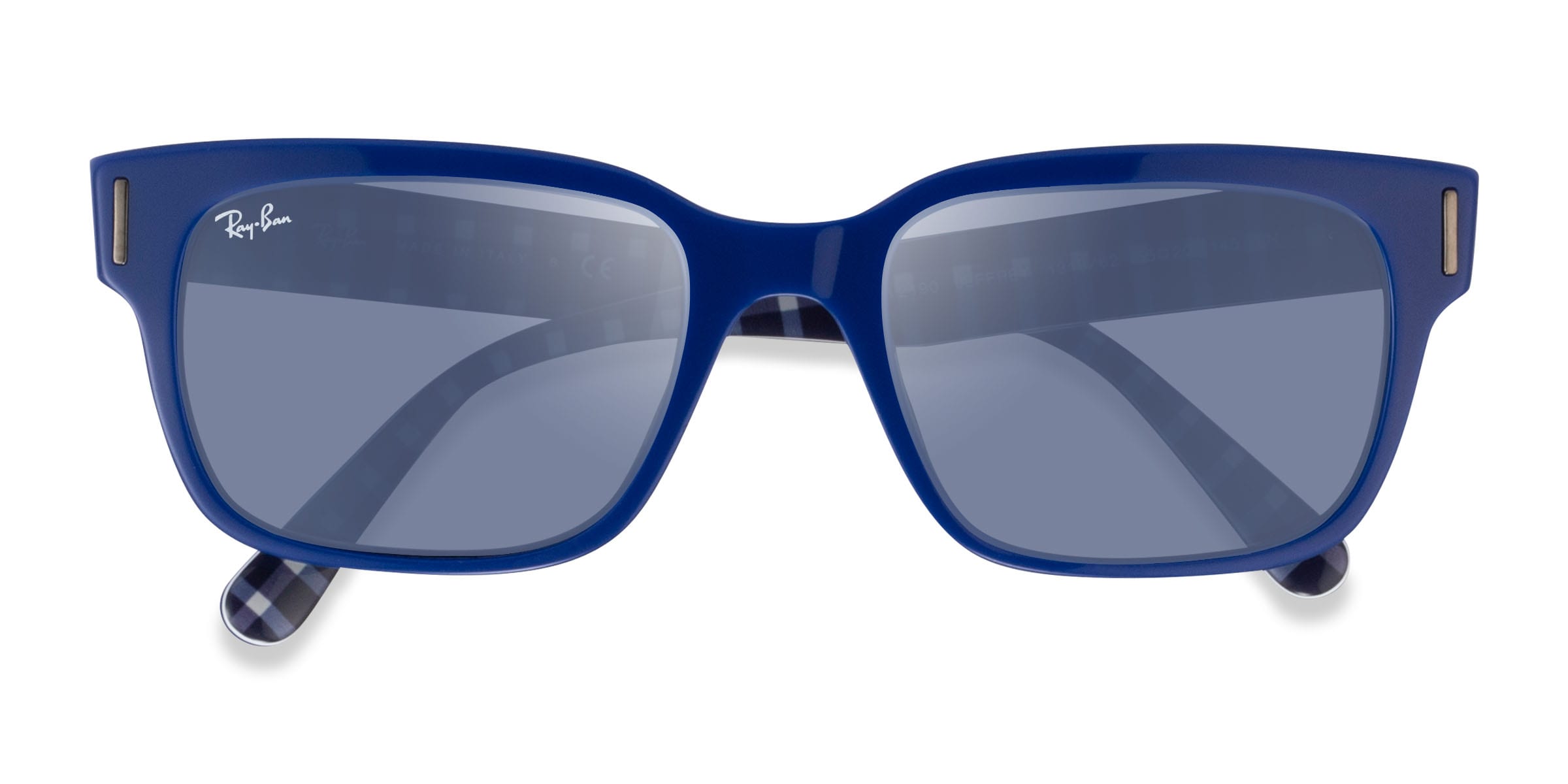 Ray-Ban RB2190 Jeffrey - Rectangle Vichy Blue White Frame Prescription Sunglasses