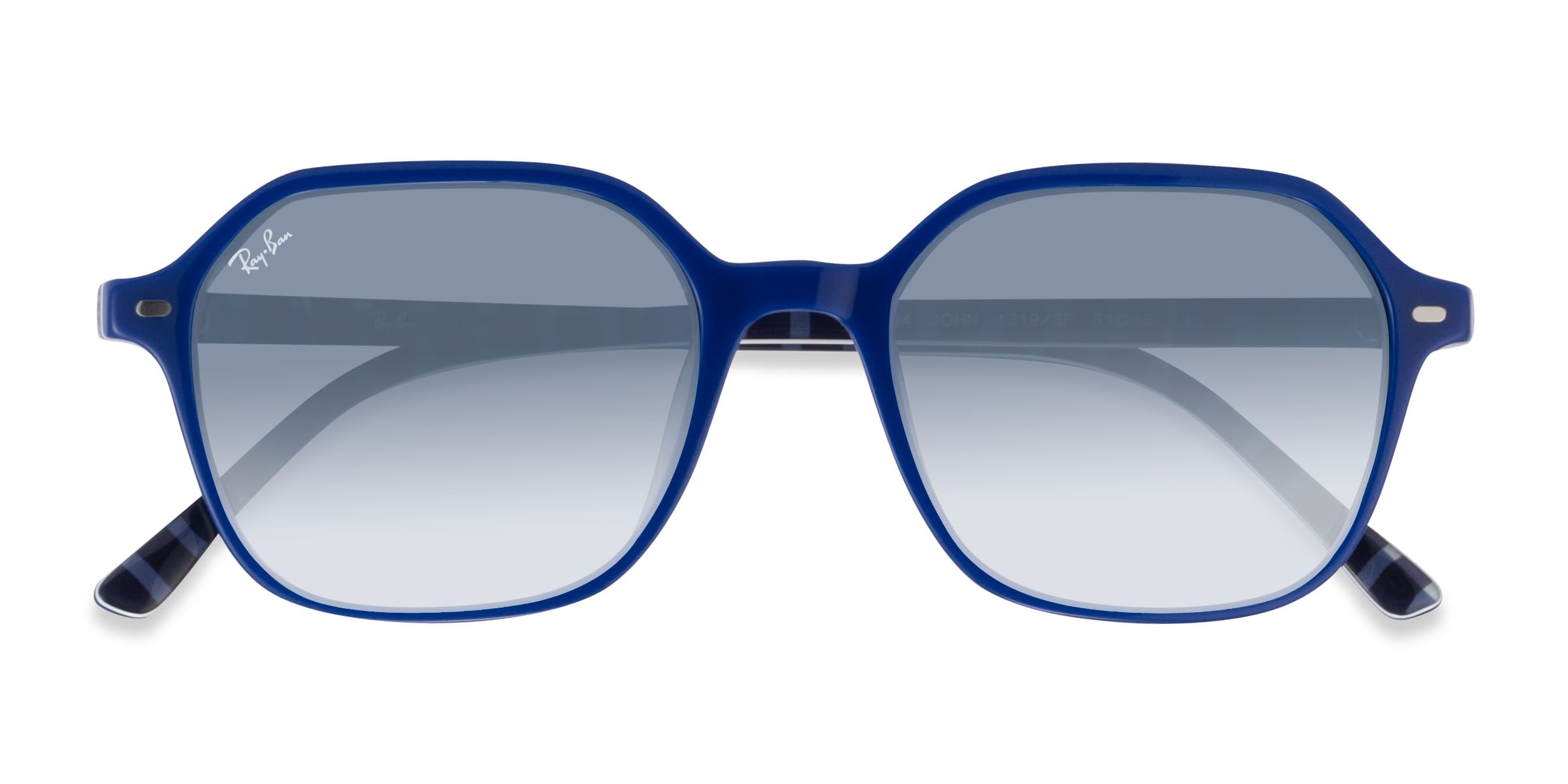 Ray-Ban RB2194 John - Square Vichy Blue White Frame Prescription Sunglasses