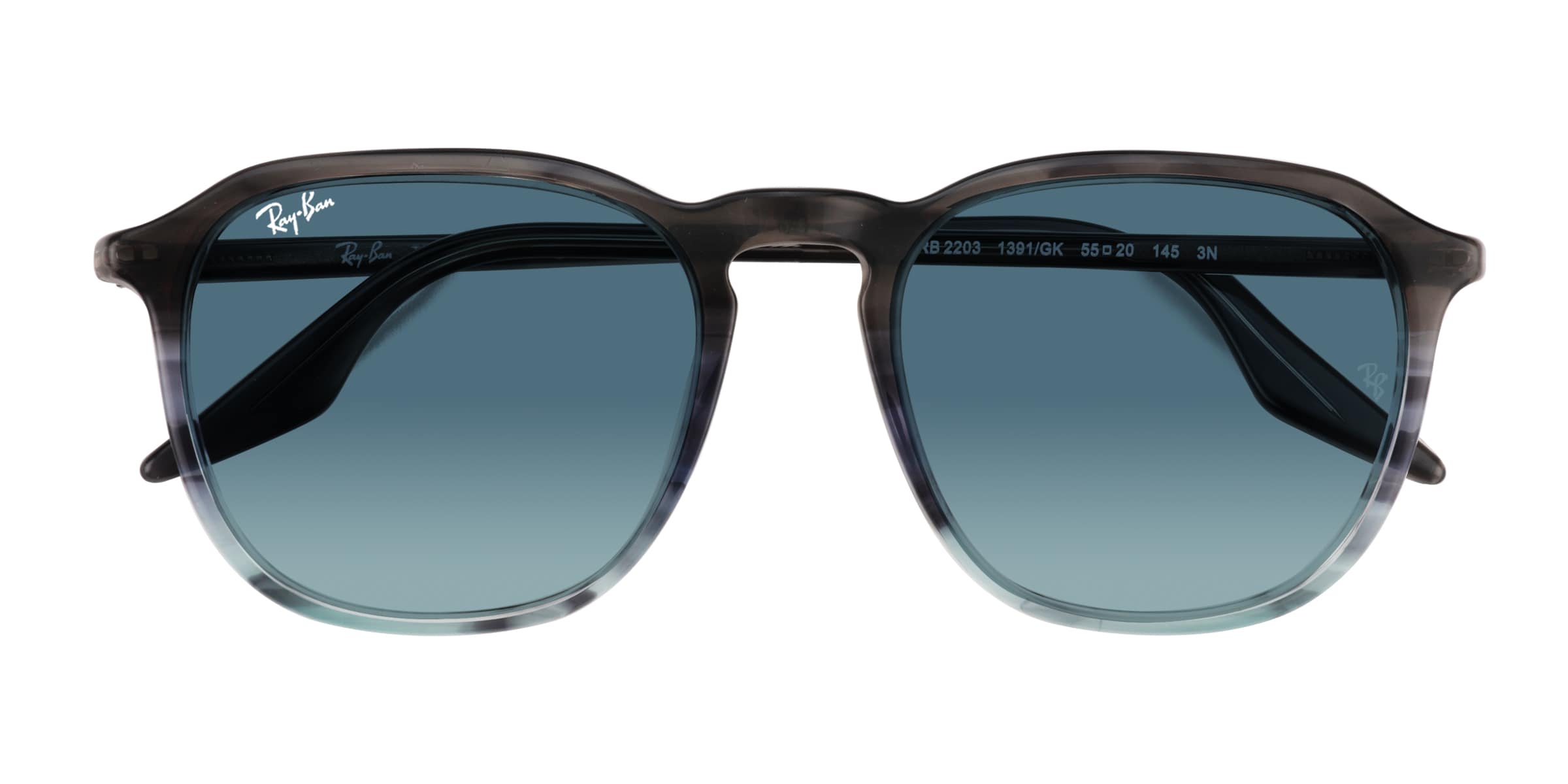 Ray-Ban RB2203 - Square Striped Gray Blue Frame Prescription Sunglasses