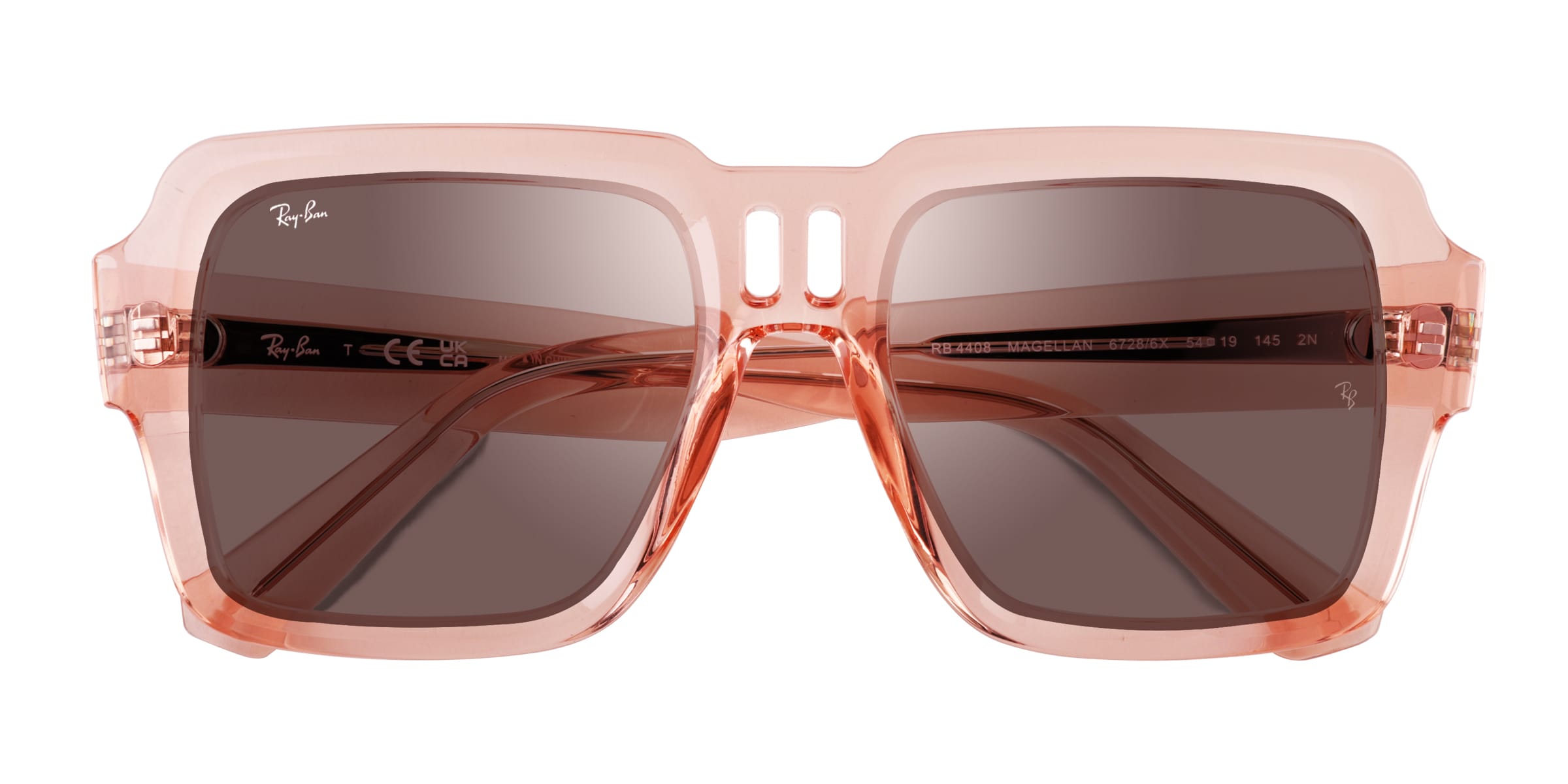 Ray-Ban RB4408 Magellan - Square Transparent Pink Frame Prescription Sunglasses