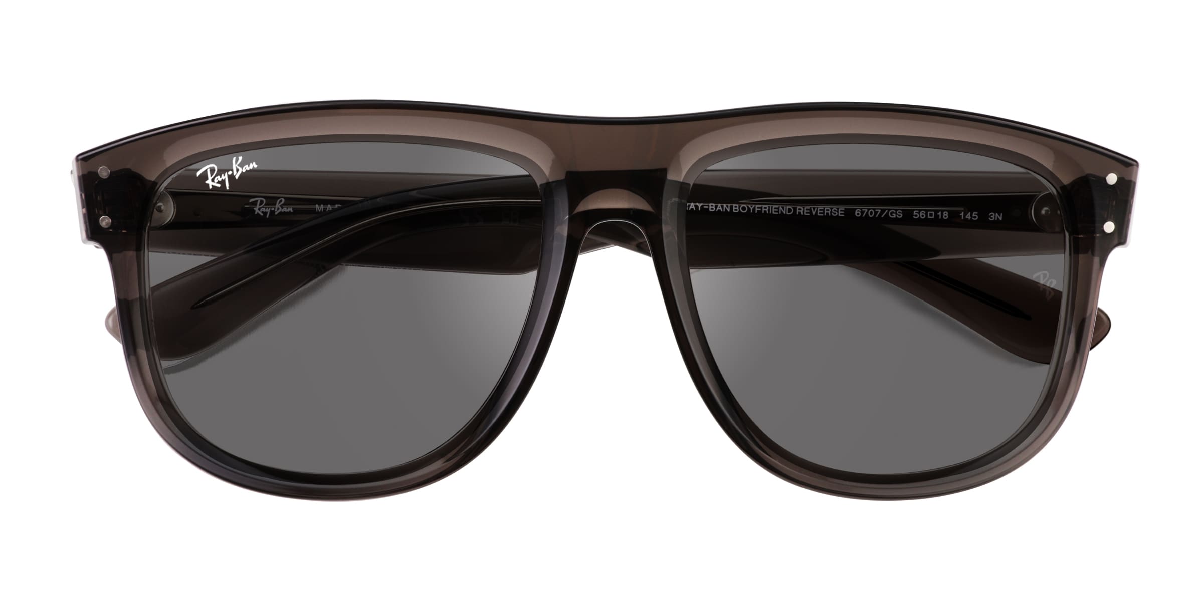 Ray-Ban Boyfriend Reverse - Aviator Transparent Dark Gray Frame Prescription Sunglasses