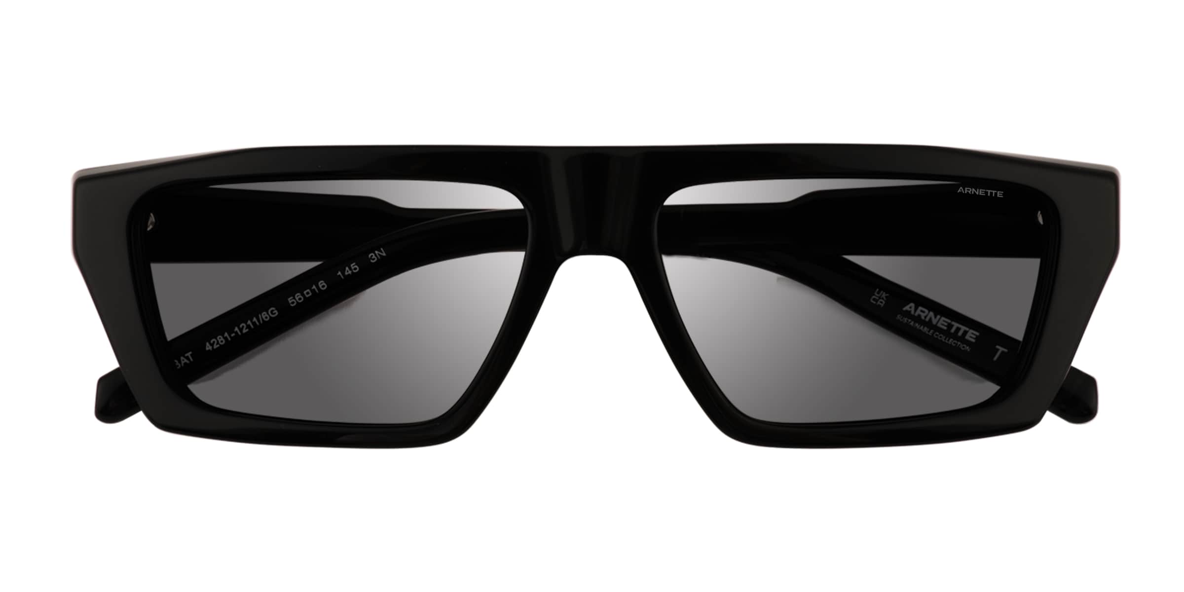 ARNETTE Woobat - Rectangle Black Frame Prescription Sunglasses