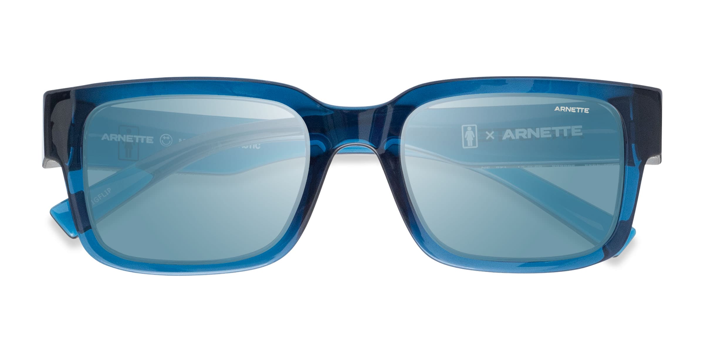 ARNETTE Bigflip - Square Transparent Blue Frame Prescription Sunglasses