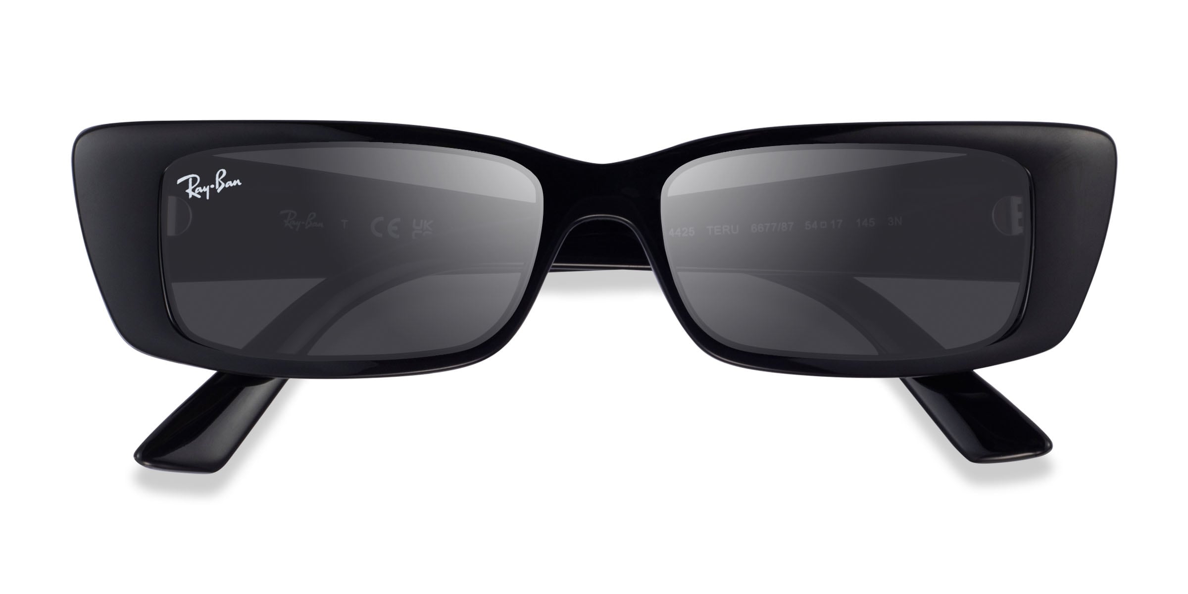 Ray-Ban RB4425 Teru - Rectangle Shiny Black Frame Prescription Sunglasses