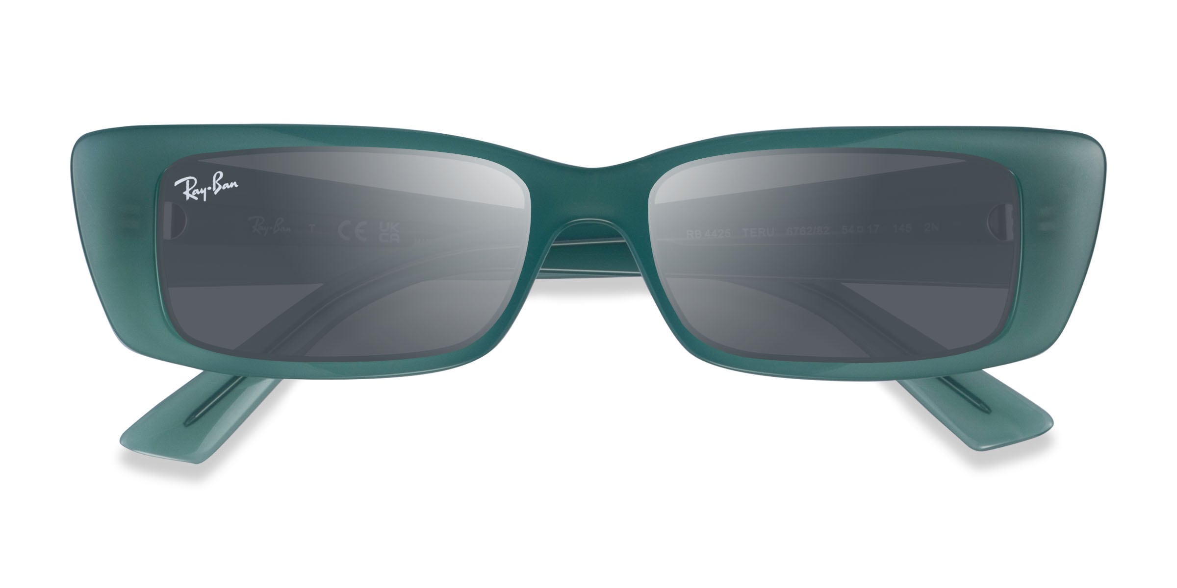 Ray-Ban RB4425 Teru - Rectangle Clear Shiny Green Frame Prescription Sunglasses