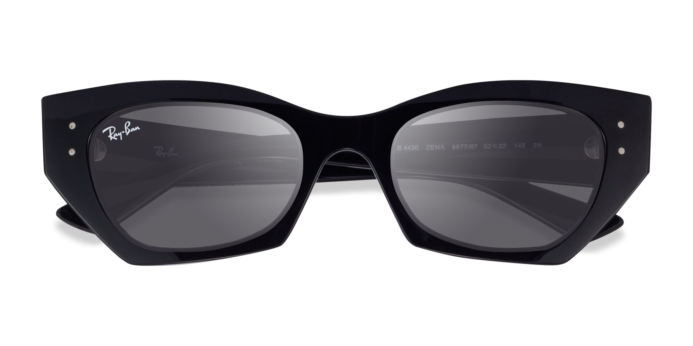Ray-Ban RB4430 Zena - Geometric Shiny Black Frame Prescription Sunglasses