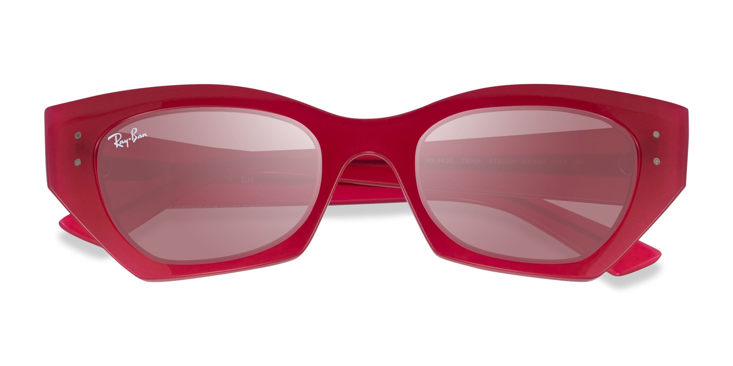 Ray-Ban RB4430 Zena - Geometric Clear Pink Frame Sunglasses For Women