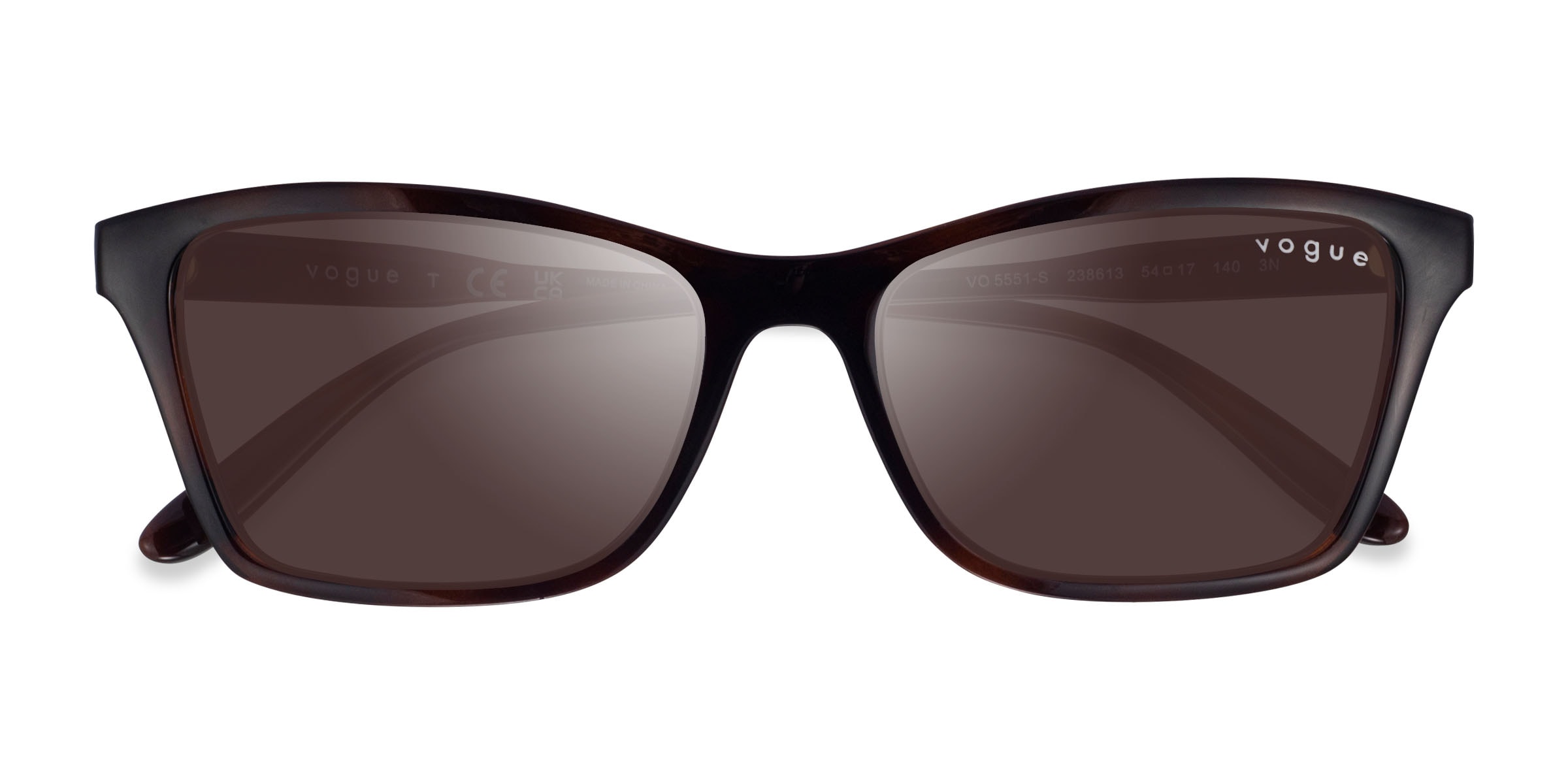 Vogue Eyewear VO5551S - Rectangle Brown Tortoise Frame Prescription Sunglasses