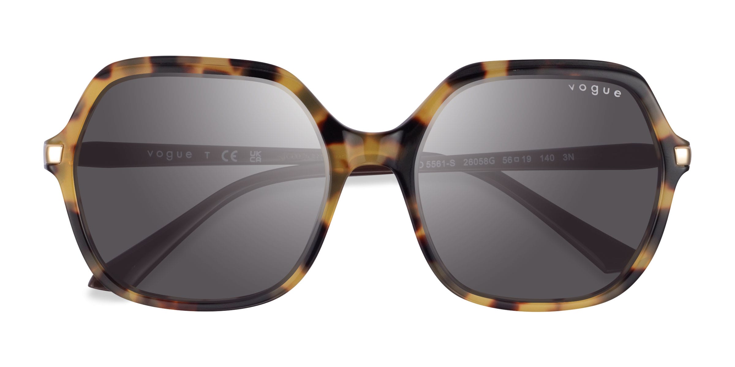 Vogue Eyewear VO5561S - Square Yellow Tortoise Frame Sunglasses For Women