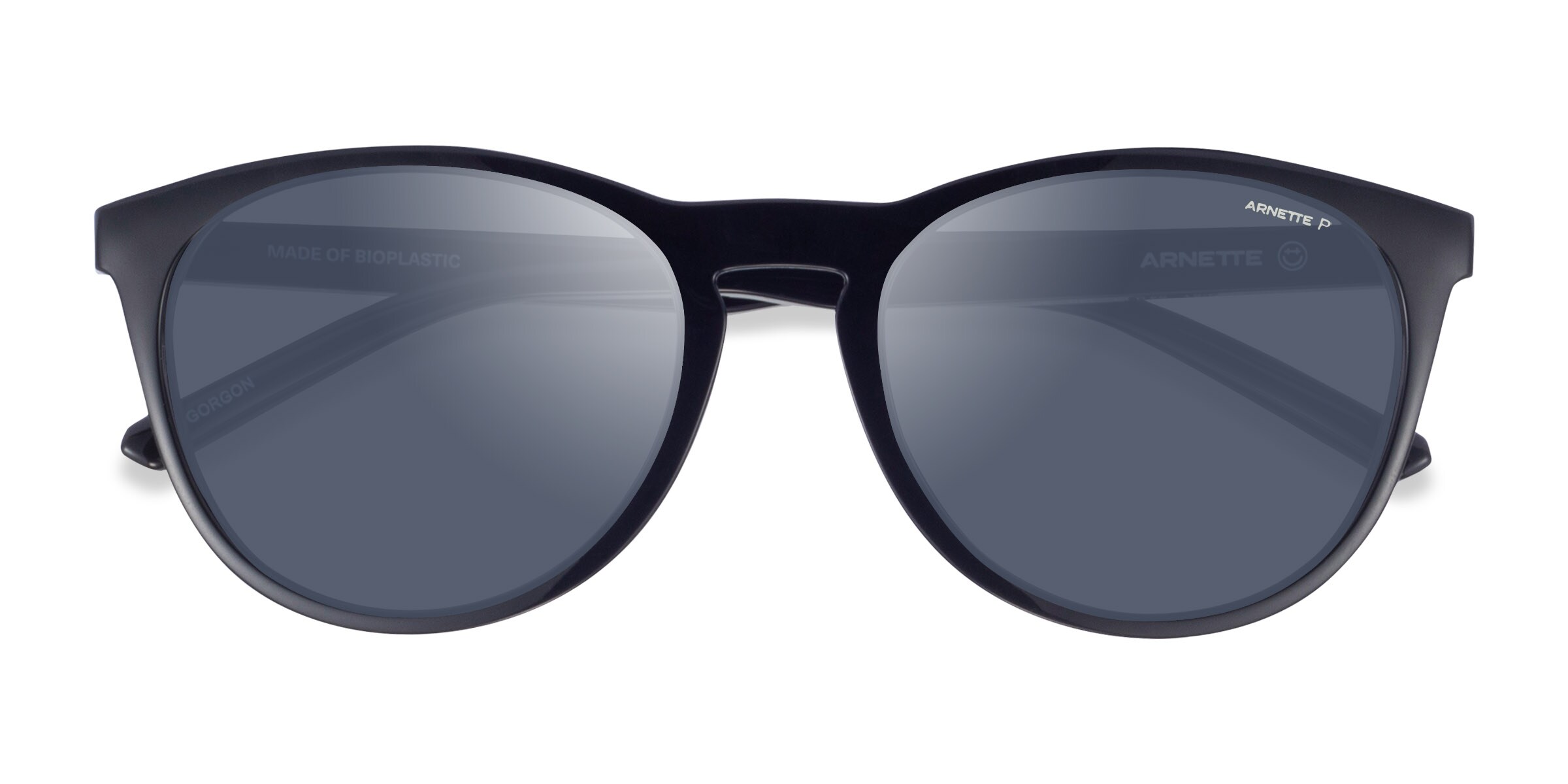 ARNETTE Gorgon - Round Shiny Black Frame Prescription Sunglasses